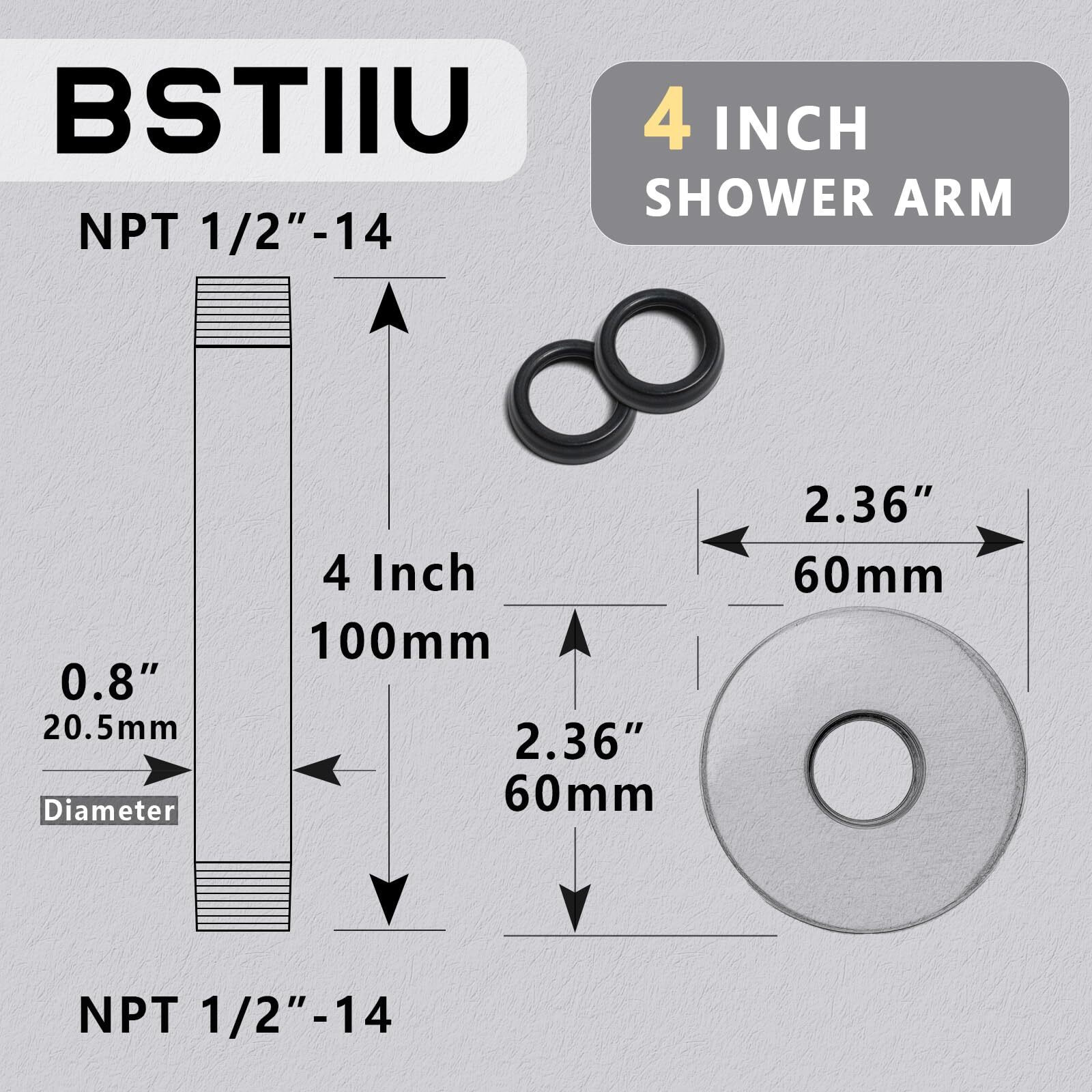 4 Inch Shower Arm With Flange  Ceiling Mounted Shower Head Extension Arm  1/2 Npt Straight Arm For Rain Shower Head  Stainless Steel Shower Head Extension Replacement Pipe Arm  Brusheed Gold