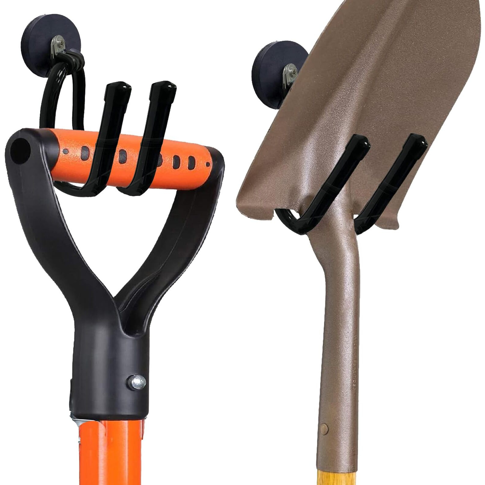 Pmsanzay 2 Pack Strong Magnetic Garage Storage Hooks  Heavy Duty Magnet Organizer Hooks With Rubber Coating For Garden Tools  Hose Workshop Pool Tools For Indoor & Outdoor Hanging (Black)