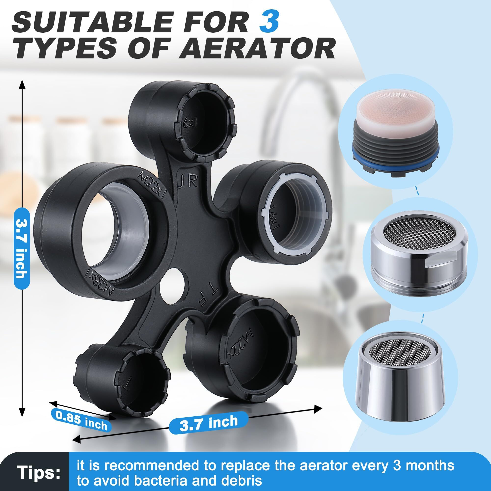 Enhon 13 In 1 Faucet Aerator Removal Tool  Metal Aerator Key Wrench For Hidden Tf  Tj  Tt  Jr  Std And Cut Edge/Round Aerator With Housing M16 M18 M20 M22 M24 M28 (Black Mist)