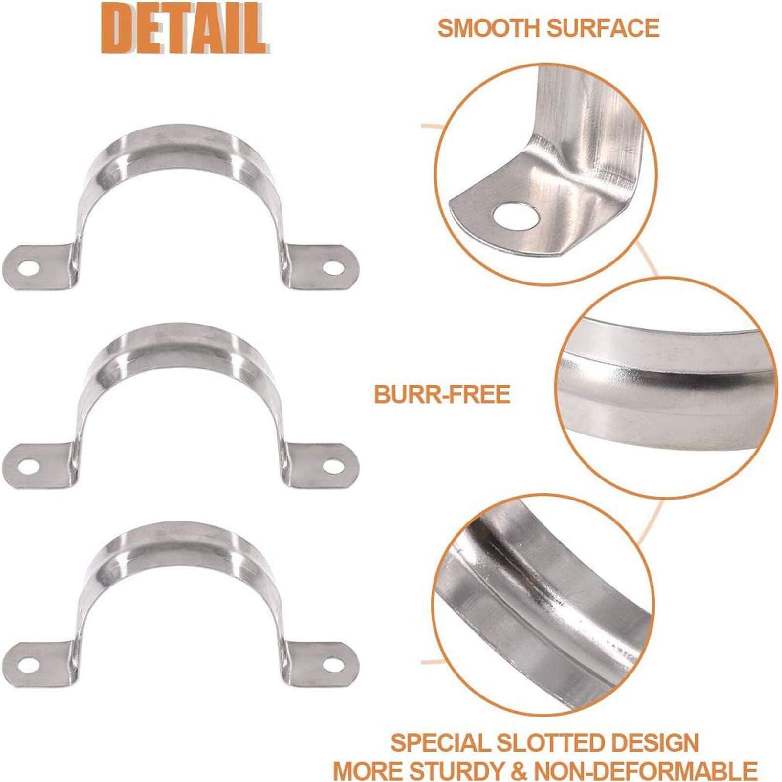 Sdy 20 Pcs 1.2"" Stainless Steel Pipe Strap  U Bracket  Heavy Duty Pipe Clamp (40Mm)