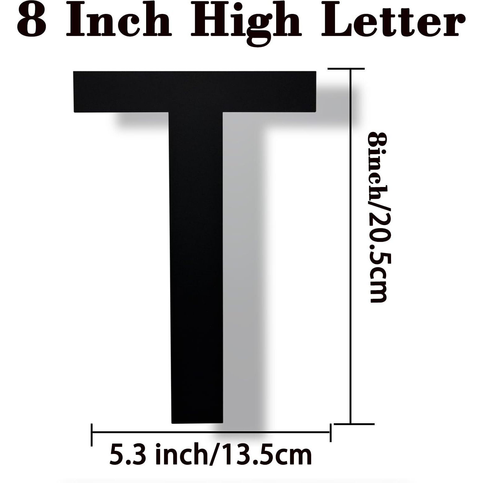 Modern 8-Inch Black Stainless Steel Floating House Letters - Sleek & Visible Address Number For Home/Office- Weatherproof & Easy Install/Letter T