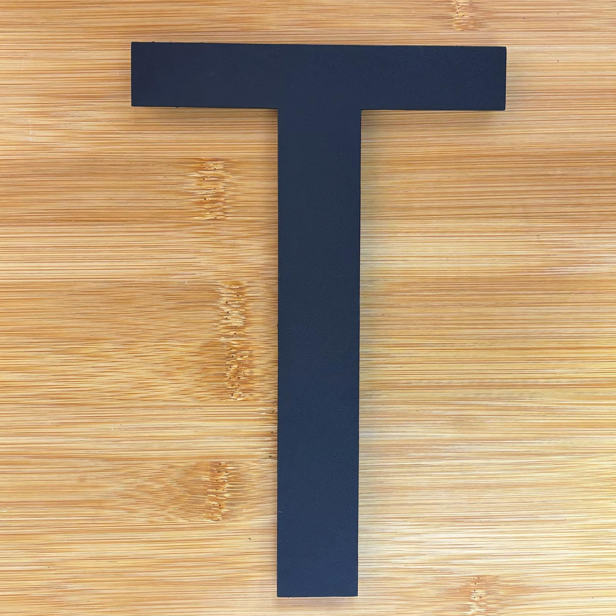 Modern 8-Inch Black Stainless Steel Floating House Letters - Sleek & Visible Address Number For Home/Office- Weatherproof & Easy Install/Letter T