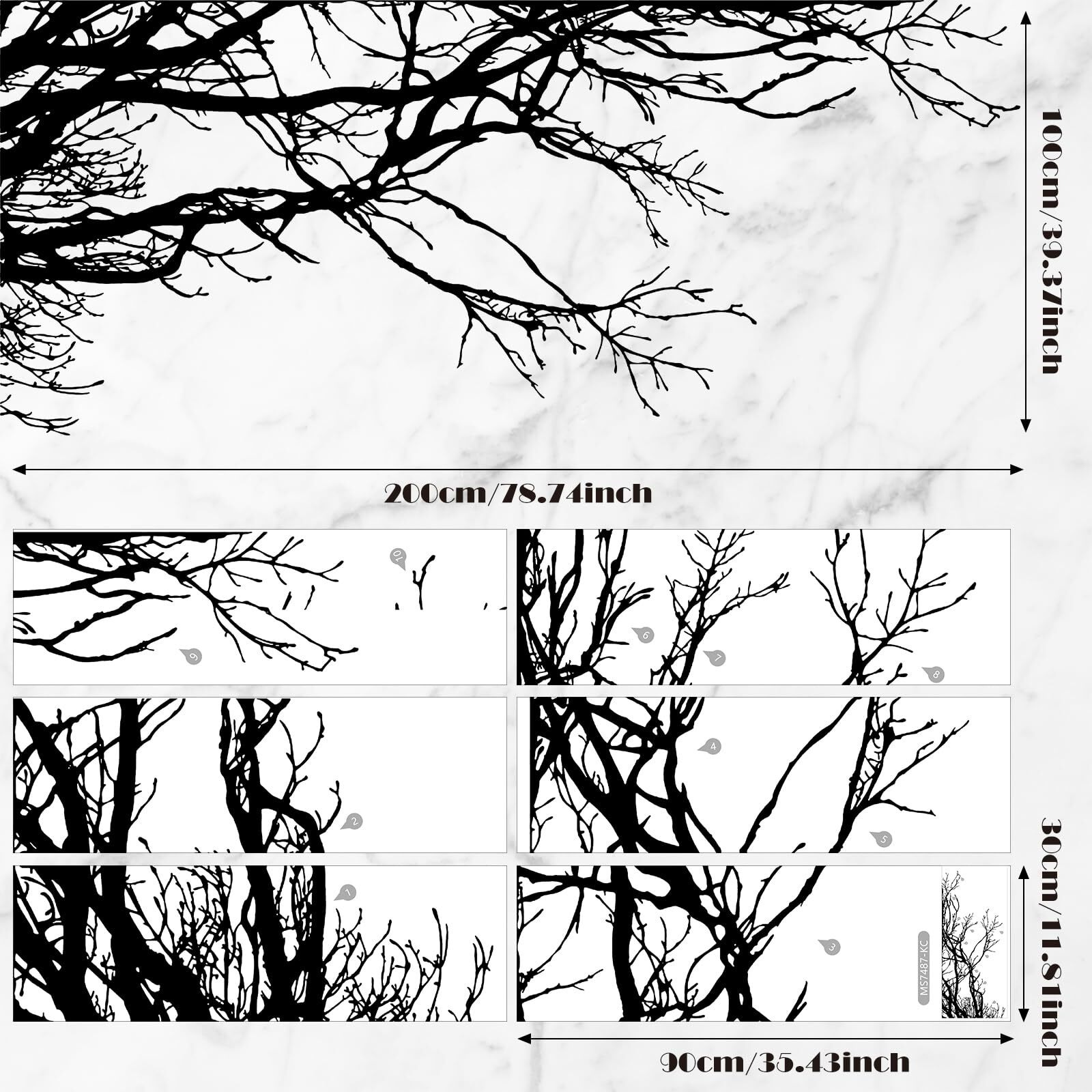 Eersida Tree Wall Decals Peel And Stick  6 Sheets Black Wall Decals Wallpaper  Tree Branches Style  Black  Pvc  Waterproof  Indoor Use  For Home Bedroom Living Room Decor(Tree Style)
