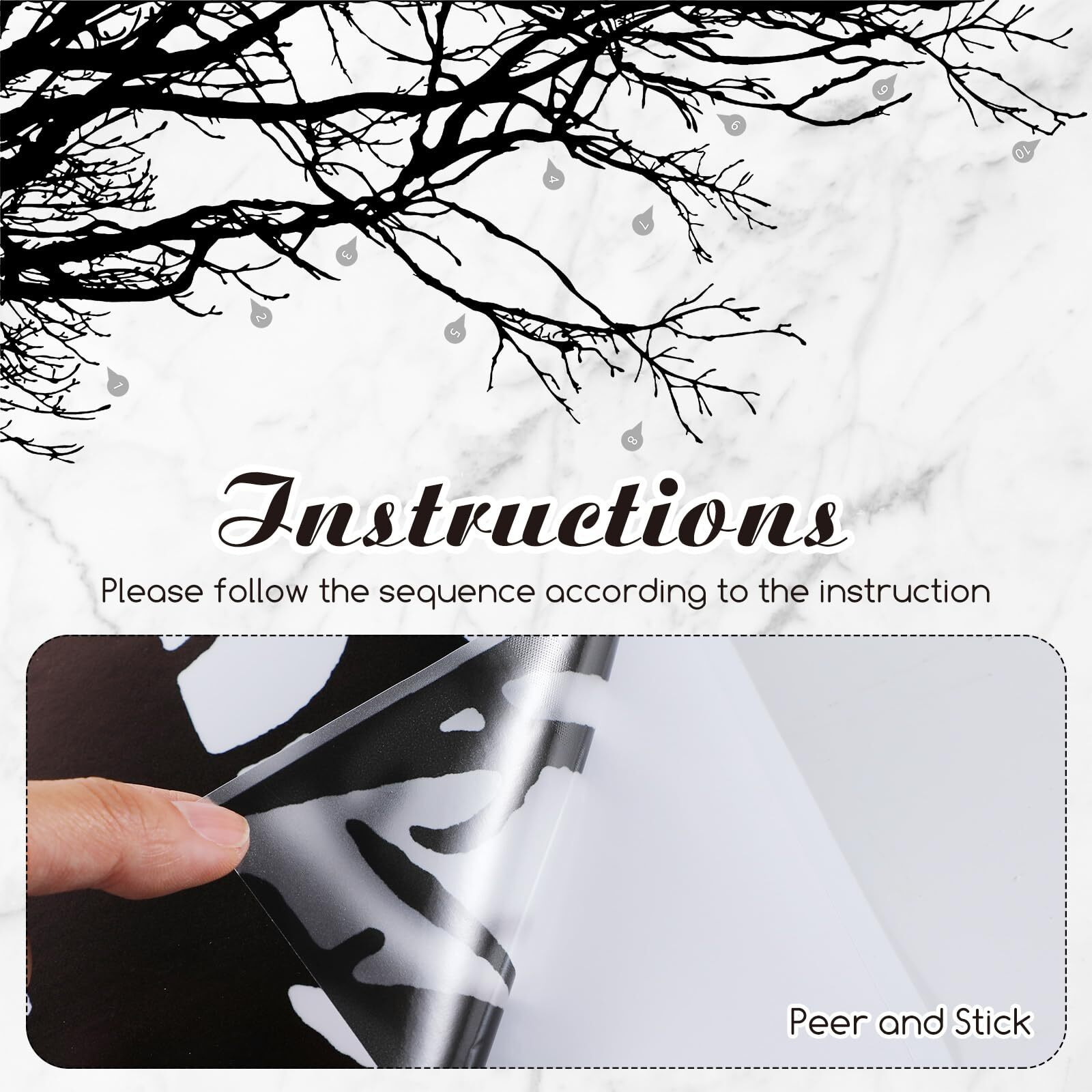 Eersida Tree Wall Decals Peel And Stick  6 Sheets Black Wall Decals Wallpaper  Tree Branches Style  Black  Pvc  Waterproof  Indoor Use  For Home Bedroom Living Room Decor(Tree Style)