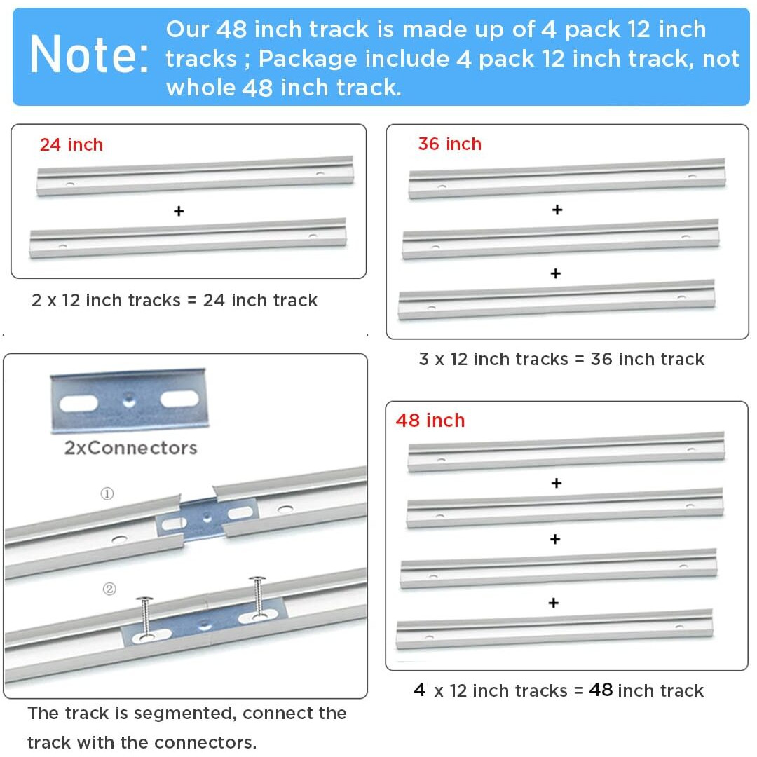 Bifold Door Hardware With Track  Bi-Fold Closet Door Hardware Repair Tool Kit  Included Top Guide Wheels  Top Pivot  Bottom Pivot  Spring  Metal Pivot Pin And Steel Track (48 Inch)