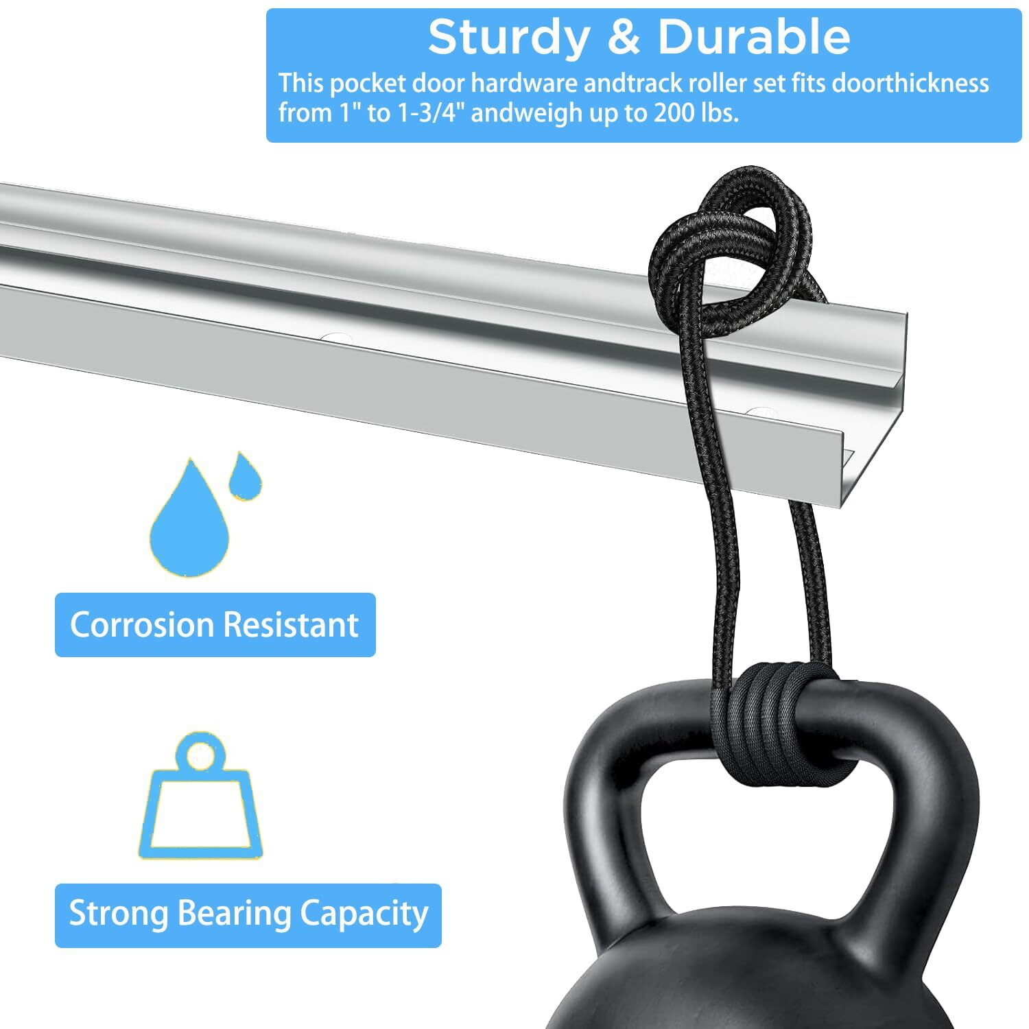 Bifold Door Hardware With Track  Bi-Fold Closet Door Hardware Repair Tool Kit  Included Top Guide Wheels  Top Pivot  Bottom Pivot  Spring  Metal Pivot Pin And Steel Track (48 Inch)