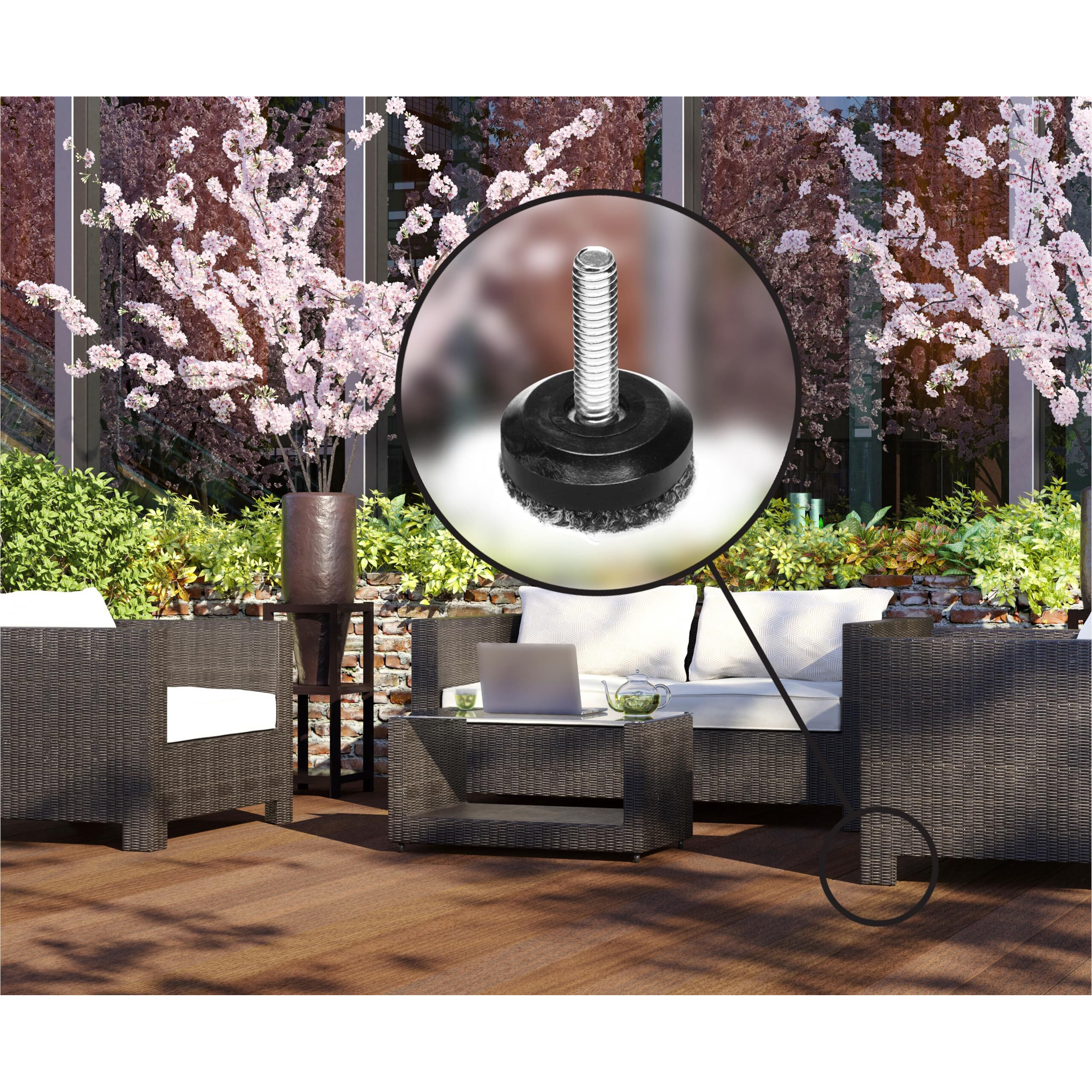 Slipstick Gorilla Outdoor Adjustable Furniture Levelers (8 Pack) Weatherproof Screw In Leg Glides For Chairs  Tables  And Outdoor Furniture Feet  1-1/8 Inch Berber Glide  M8 Thread