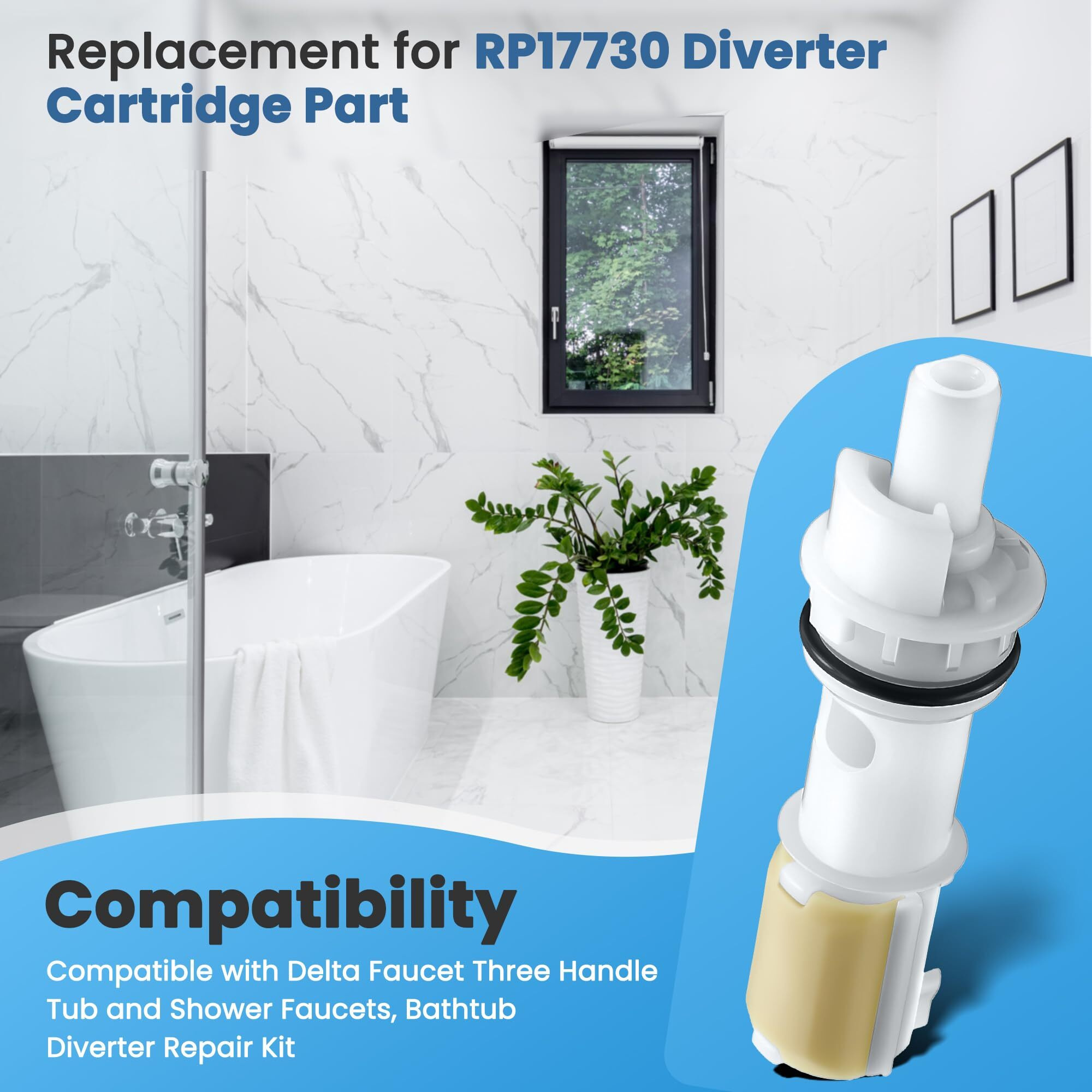 Enhon Shower Diverter Assembly  Compatible With Delta Faucet Rp17730 Diverter Cartridge Replacement  For Use For 3 Handle Tub And Shower Faucets  Bathtub Diverter Repair Kit  With An Oval End