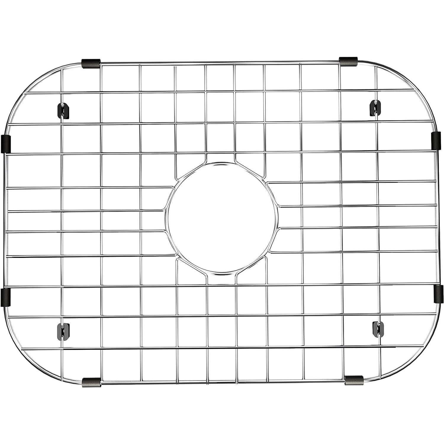 Large Sink Rack Sink Protector For Kitchen Sink 18-1/8"&quotL X 13-3/8"&quotW Metal Sink Grid For Bottom Of Sink Stainless Steel Sink Grate Centered Drain For Single Bowl With Corner Radius 1 Pack