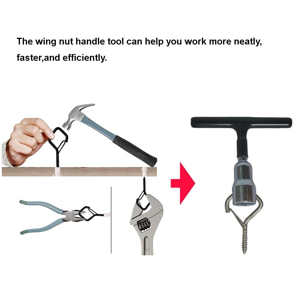 Panshiyon Wing Nut Hand Tool  T Handle Wing Nut Tightening Hand Tool Driver For Eye Screws  C Hook Bolt  Q-Hanger Screw Hooks