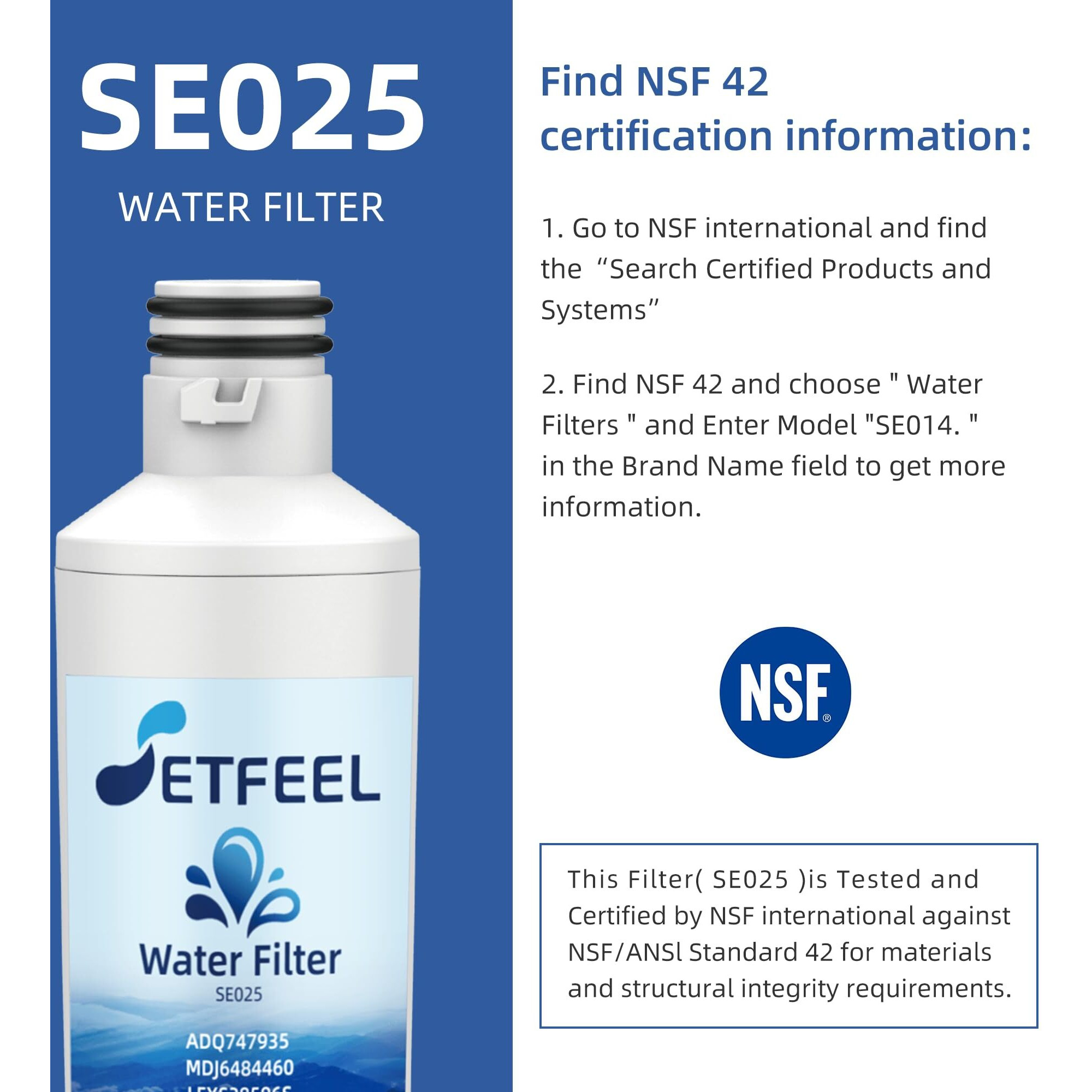 Setfeel Adq747935 Water Filter Replacement For Lg Lt1000P Lt1000P/Pc/Pcs  Compatible With Lg Lfxs26973S Lfxc22526S Agf80300704 Lfxs28596S Lmxs28626S Lrfws2906S Mdj64844601  3 Packs