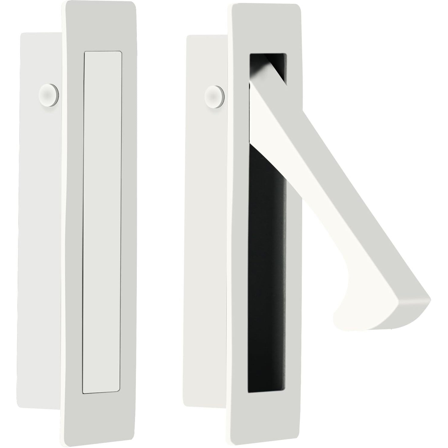 Homotek Recessed Pocket Door Pull Handle  Edge Flush Pull  Hidden Finger Pull  Modern Pocket Hardware For Sliding Door  Size 80X22X16Mm  Stainless Steel 304 (White  2Pack)