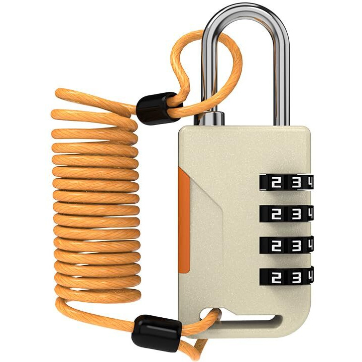 Up Security Ski Lock  Small Combination Lock With Retractable Cable (36In)  Combo Cable Padlocks For Outdoor Use  Snowboard  Travel Luggage  Suitcase  Backpack  Bike  Motorcycle Helmet (Golden)