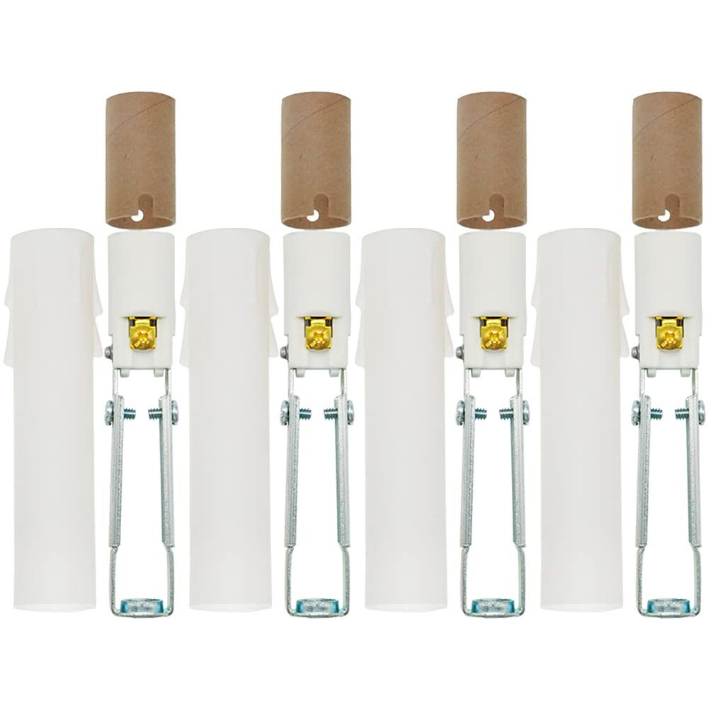 Candelabra E12 Light Socket Length Adjustable Ceramic Bulb Socket For Chandelier Lighting Candelabra Lamp Holder With White Candle Cover Sleeves (4-Pack)