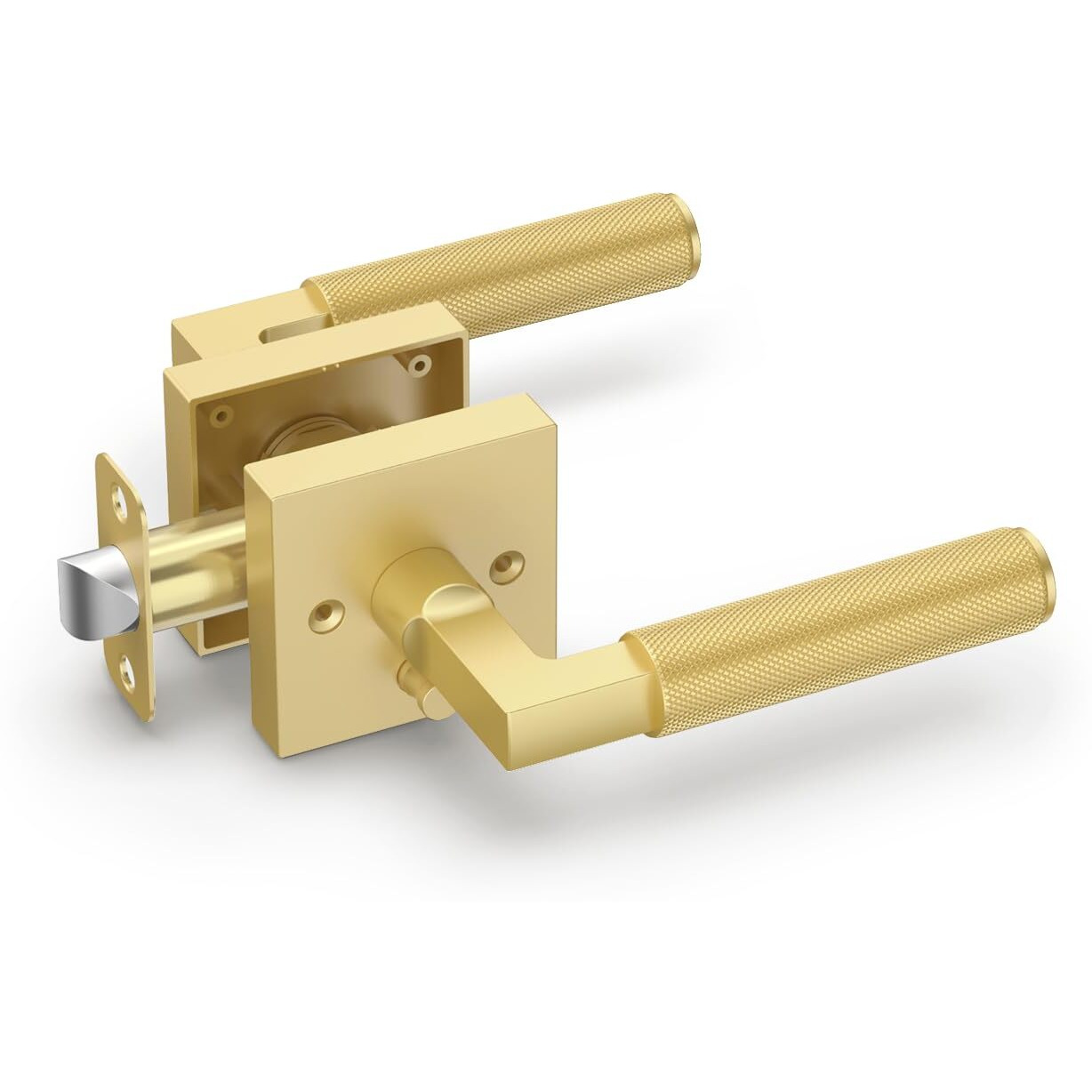 Asidrama 1 Pack Gold Privacy Door Handles  Door Lever With Door Knobs Indoor For Bedroom Or Bathroom  Heavy Duty Door Handles Interior With Locks For Left Right Sided Doors