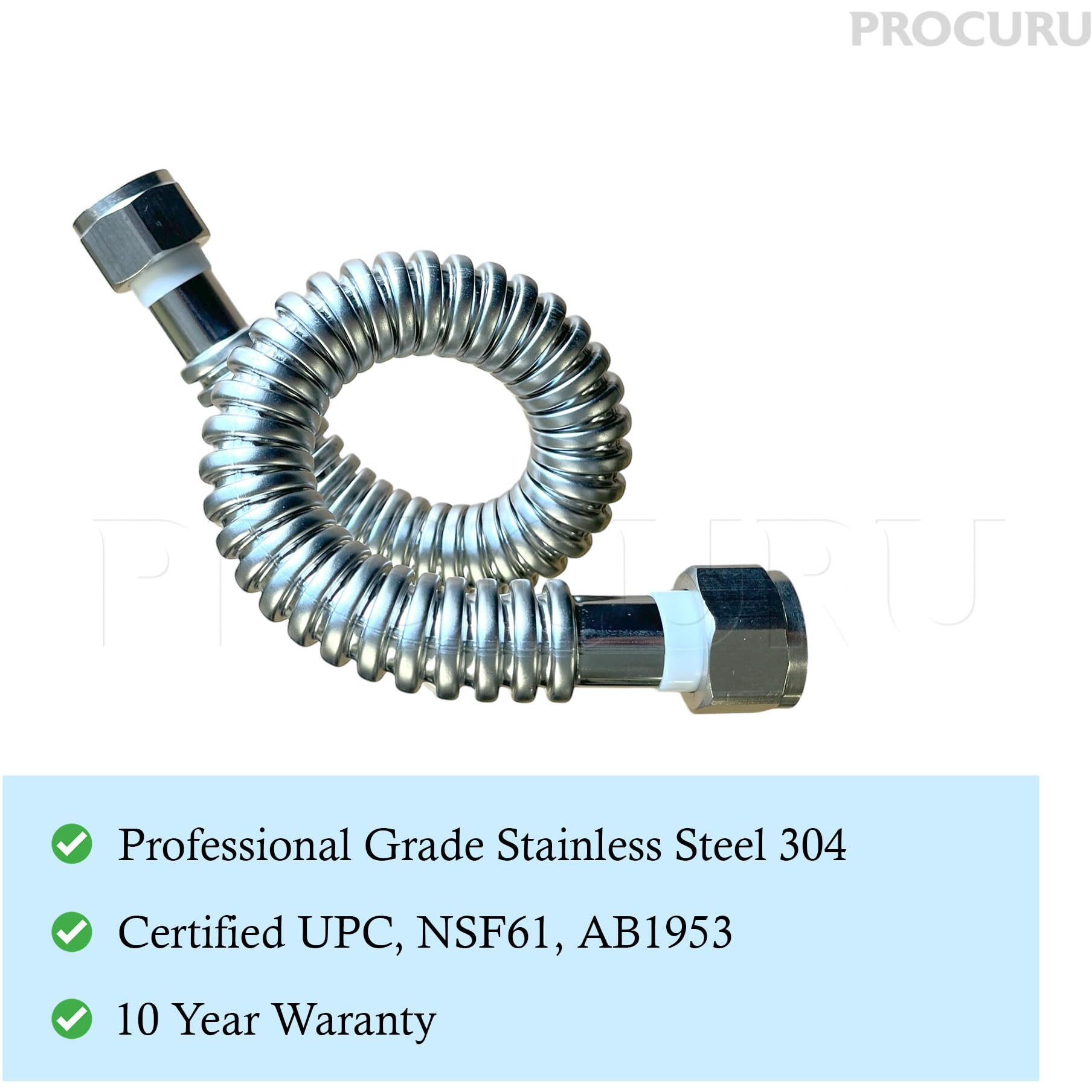 Procuru 2-Pack 3/4"" Fip X 36"" (3Ft) Stainless Steel Water Heater Flex Connector  Certified Safe (6Waa36-2P)