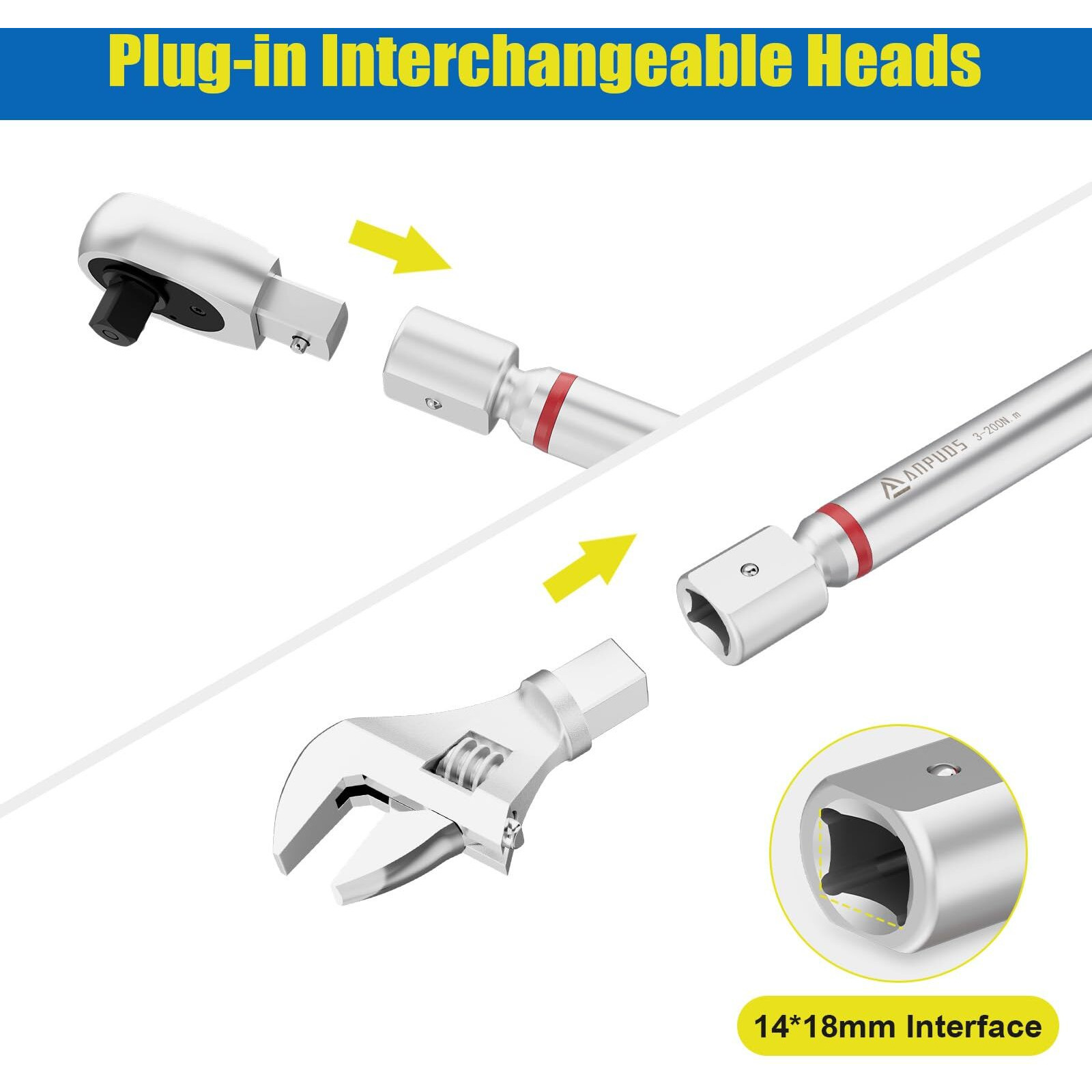 Anpuds Adjustable Digital Torque Wrench  2.2-147.5 Ft.Lb/3-200 Nm  Hvac Torque Wrench With 45Mm Jaw  1/2 Drive Ratchet  1% Accuracy  Vibration  Buzzer And Led Indicator For Split Ac  Moto  Car