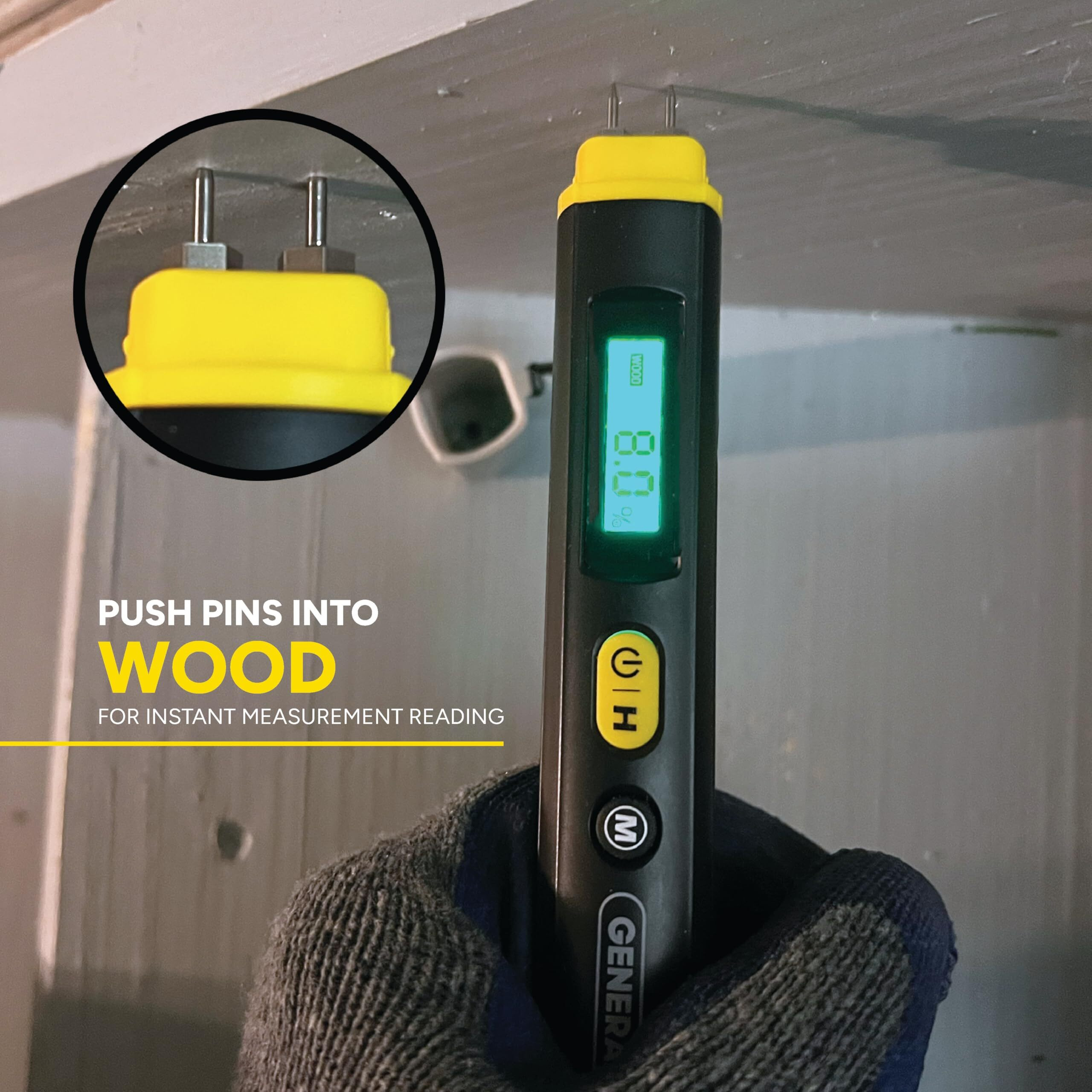 General Tools Compact Digital Moisture Meter Mmp100 - Pin-Style Tool Detects Moisture In Wood And Building Materials To Help Identify Targeted Moisture Levels And Prevent Water Damage