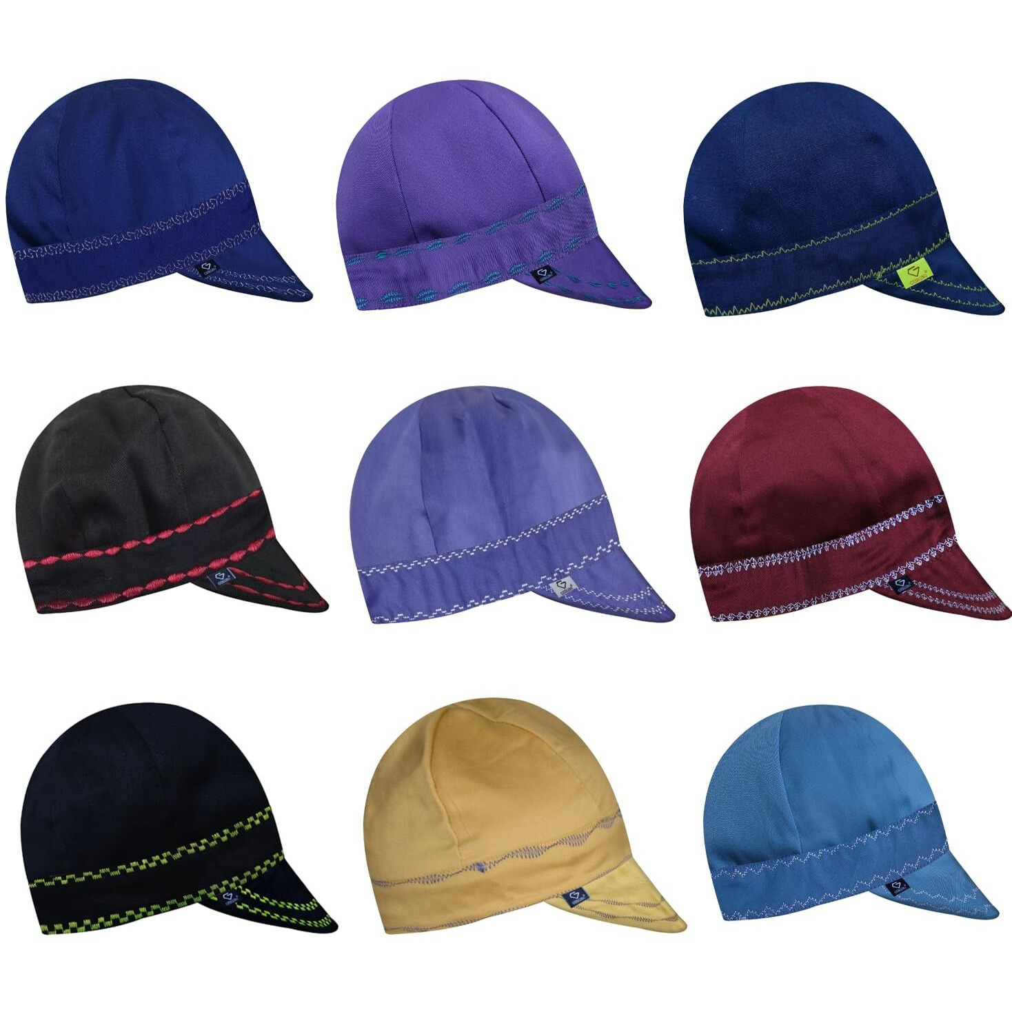 Giorgino Welding Caps For Men Reversible Flame Resistant 100% Cotton Welding Hat Round Crown Soft (Pack Of 1 Assorted Colors & Designs)