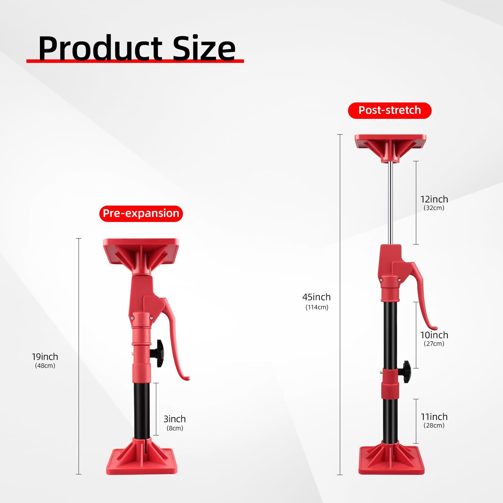 Noeaike Cabinet Jack Support Pole 2-Pack 19-45 Inch Steel Adjustable Quick Support System Rod Telescopic Third Hand Tools With 200Lbs Capacity For Installing Cabinets/Lifting Drywall