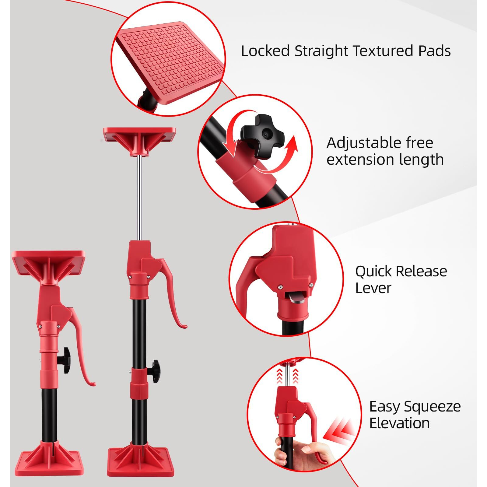 Noeaike Cabinet Jack Support Pole 2-Pack 19-45 Inch Steel Adjustable Quick Support System Rod Telescopic Third Hand Tools With 200Lbs Capacity For Installing Cabinets/Lifting Drywall