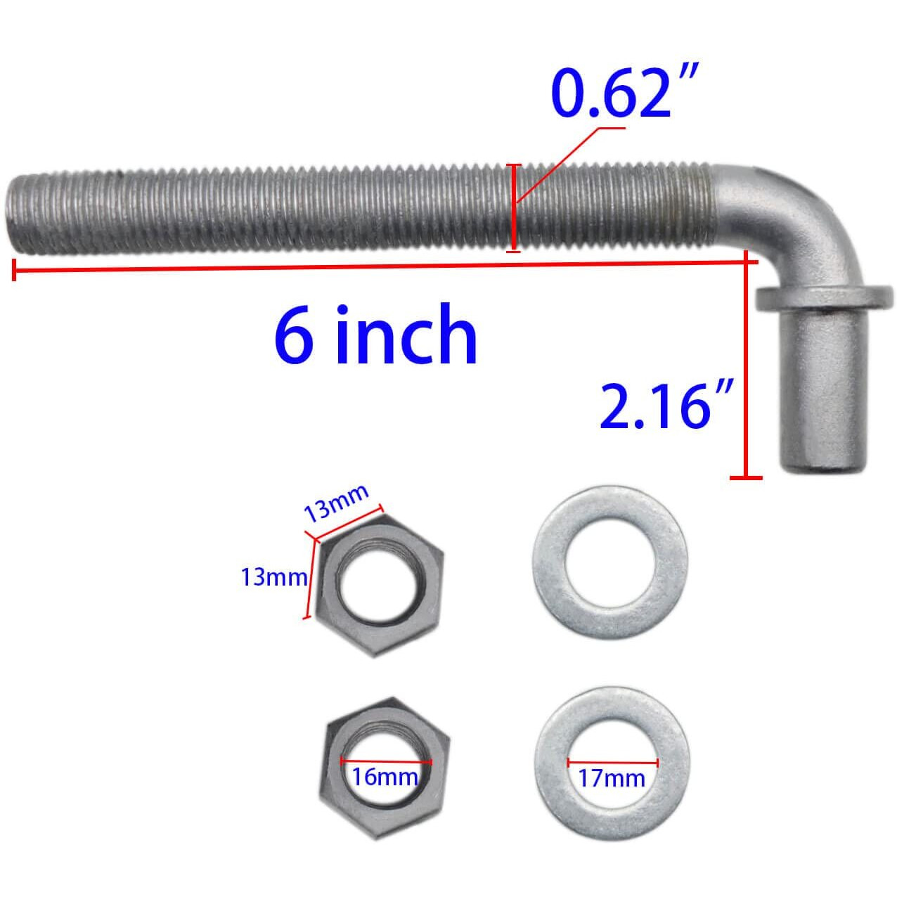 2Pcs Qlvily 6"" J-Bolt Post Hinge  5/8"" Male Pin J-Bolt Hinge  Nuts Included
