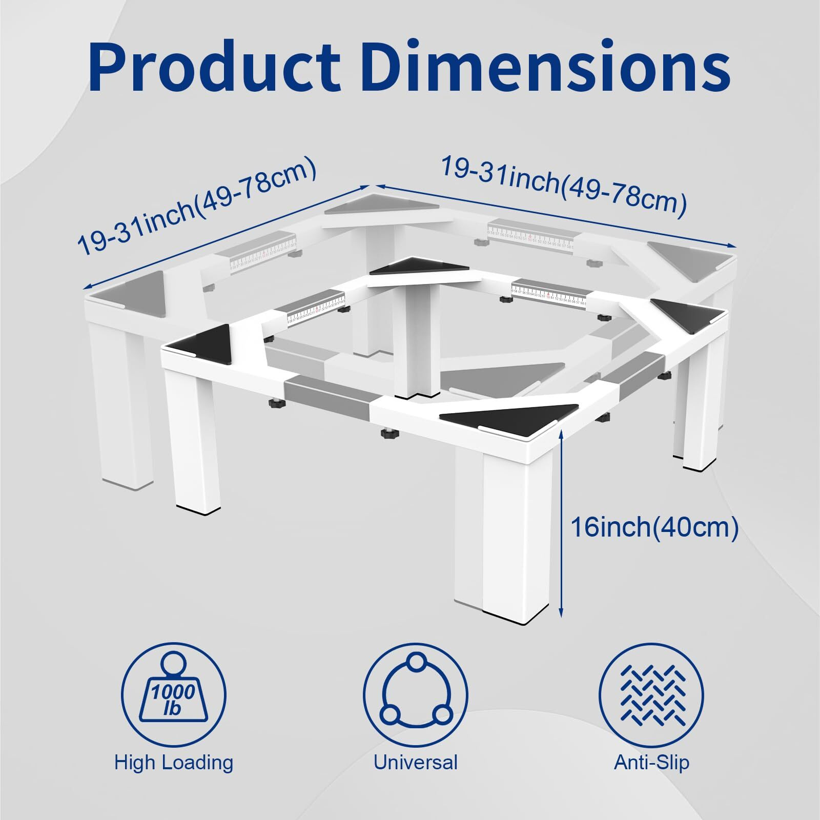 Anbase Heavy-Duty All Steel Laundry Pedestal 16"" Height  Full Size Universal Washing Machine Stand  Dryer Stand  Suitable For All Washer And Dryer Stand(White)