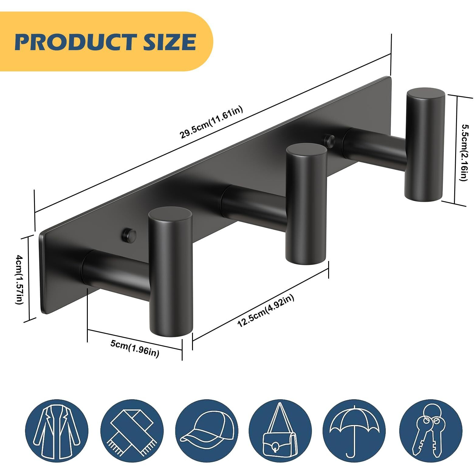 Hufeeoh Coat Hooks Wall Mount  Stainless Steel 3 Hooks Towel Hooks Black T Shaped Coat Hanger Wall Mount  Heavy Duty Wall Hooks Purse Rack For Hanging