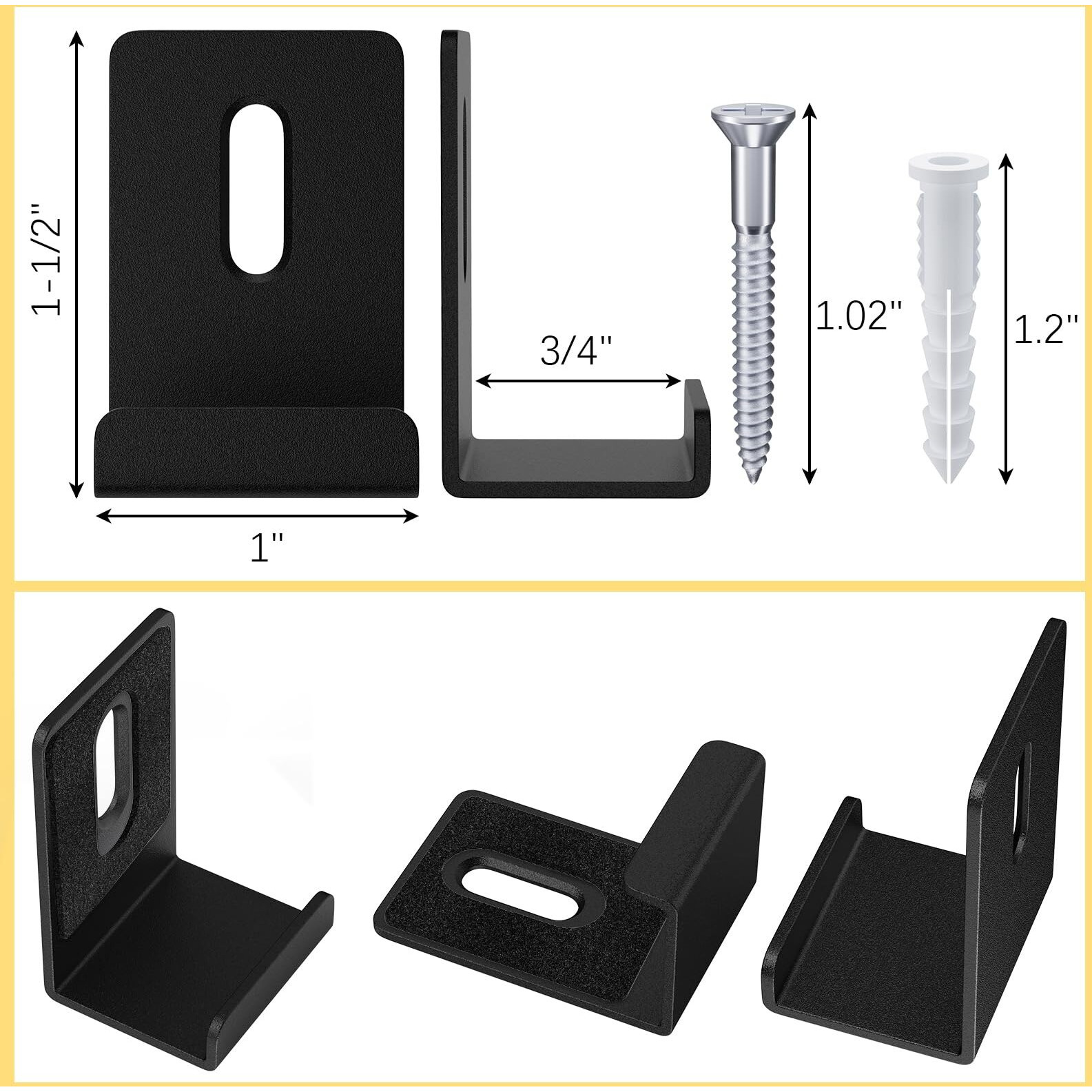 Bagteck 6Pcs Metal Mirror Clips 3/4 Wide Channel Mirror Hanger Clip Large Heavy Retainer Clips For Mirrors With Screw Mirror Clips For Wall Mounting Frameless Mirror Billboard Displays Tile Display