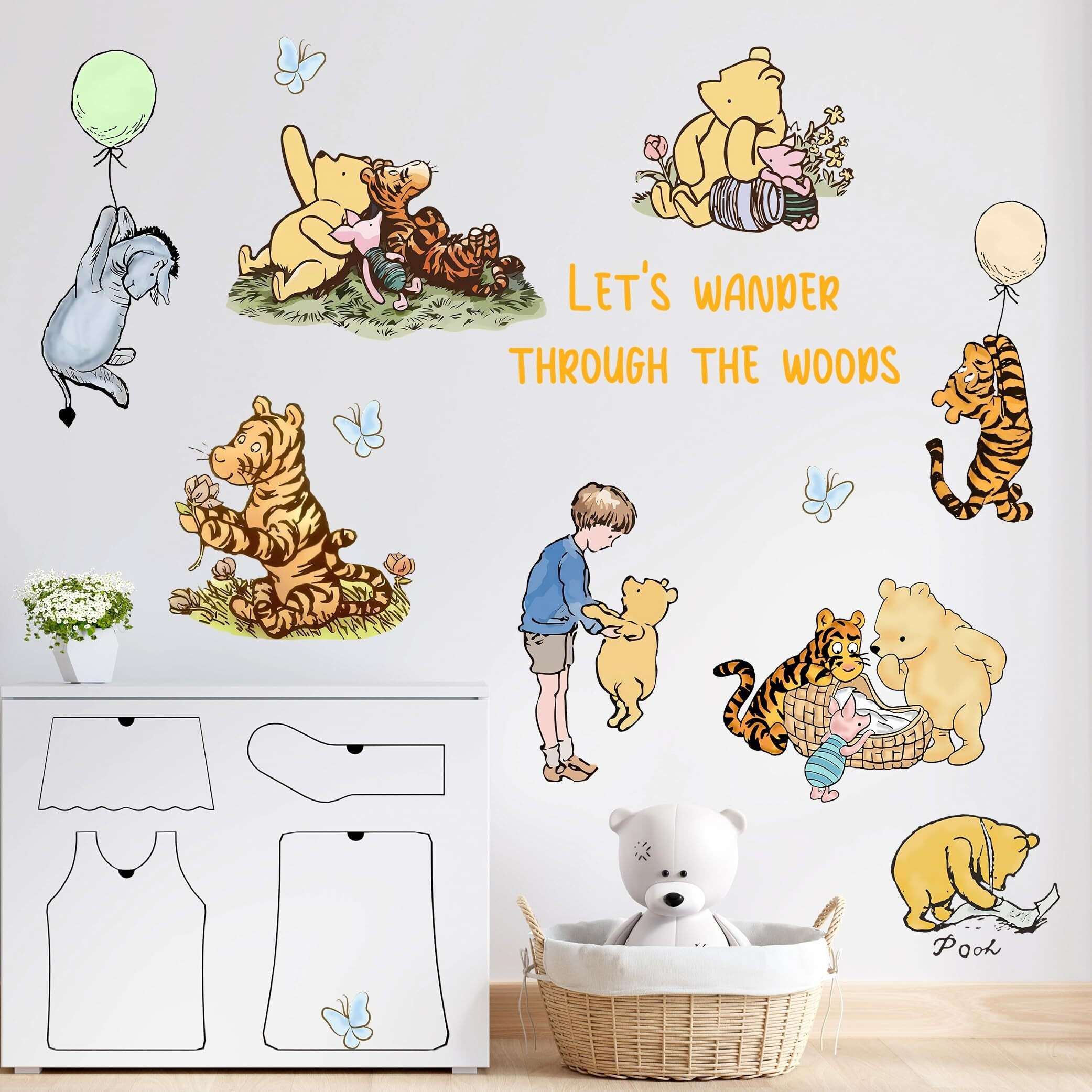Winnie Character Stickers  Winnie Inspirational Stickers  Winnie Wall Stickers For Kids  Winnie Removable Stickers For Baby Kids Nursery Children Room Bedroom Living Room Playroom Wall Decoration