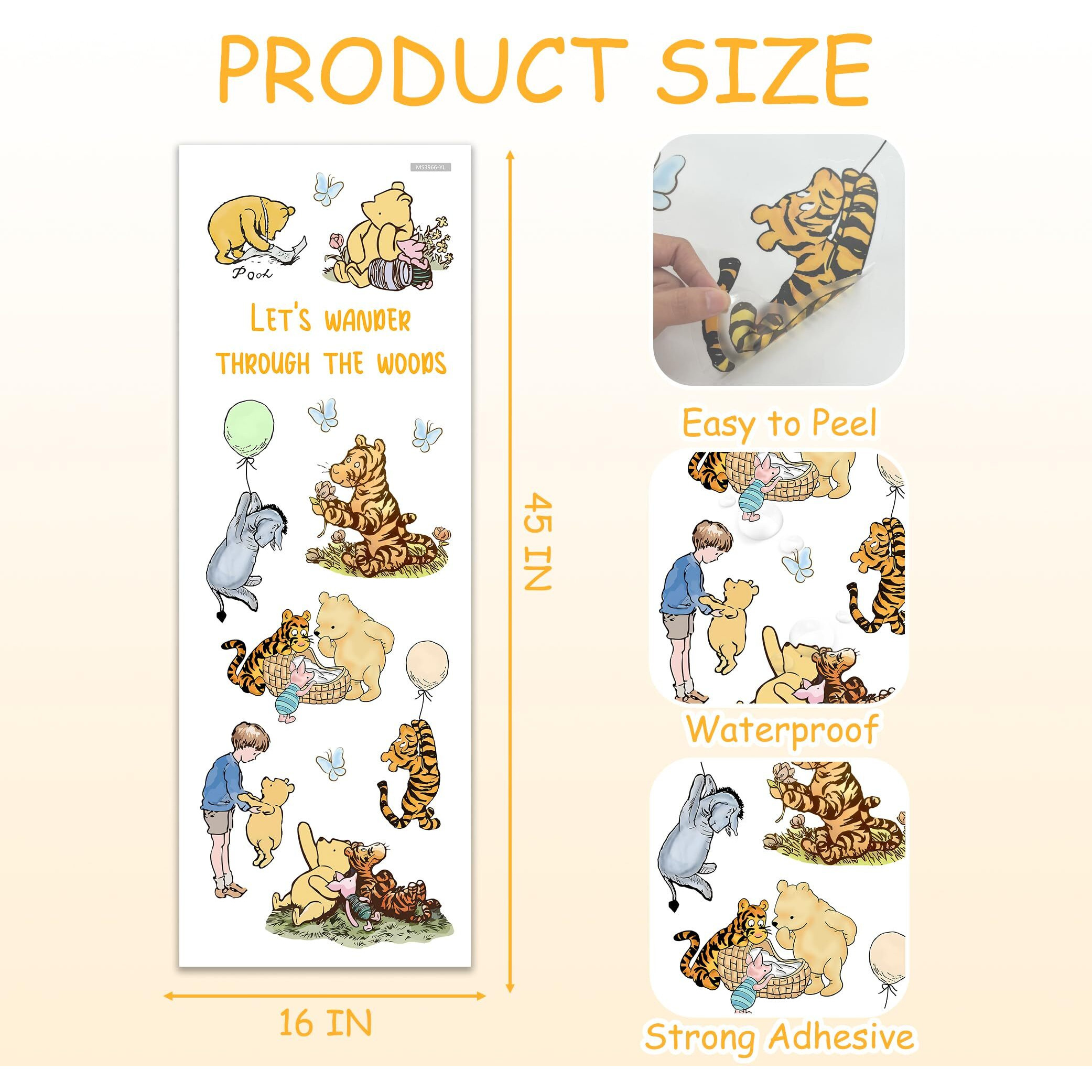 Winnie Character Stickers  Winnie Inspirational Stickers  Winnie Wall Stickers For Kids  Winnie Removable Stickers For Baby Kids Nursery Children Room Bedroom Living Room Playroom Wall Decoration