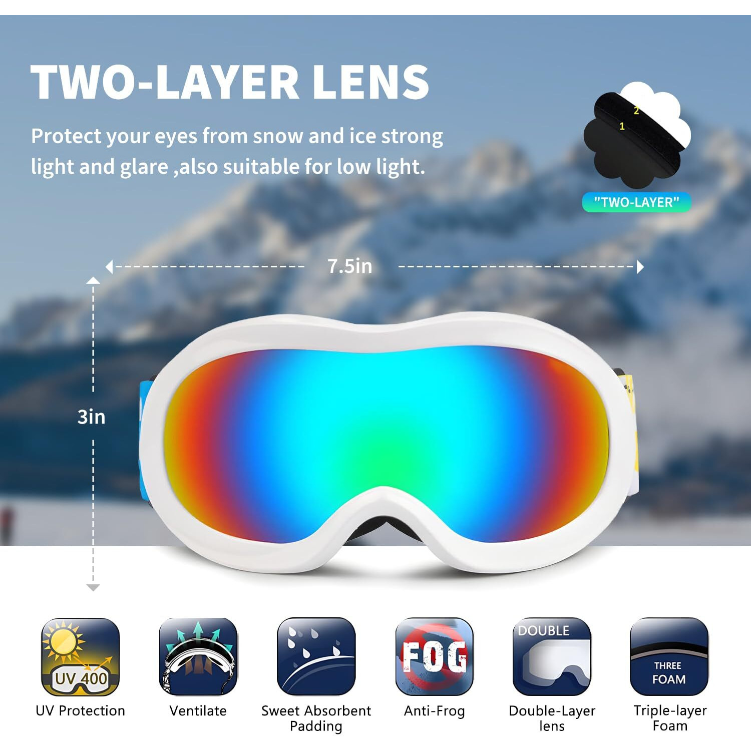 Bebefun Toddler And Kids Ski Helmet Snowboard Helmet With Googles Combo Pack Sled Helmet Lightweight Small Size Suggest Age 2-6 Years Astm Certified