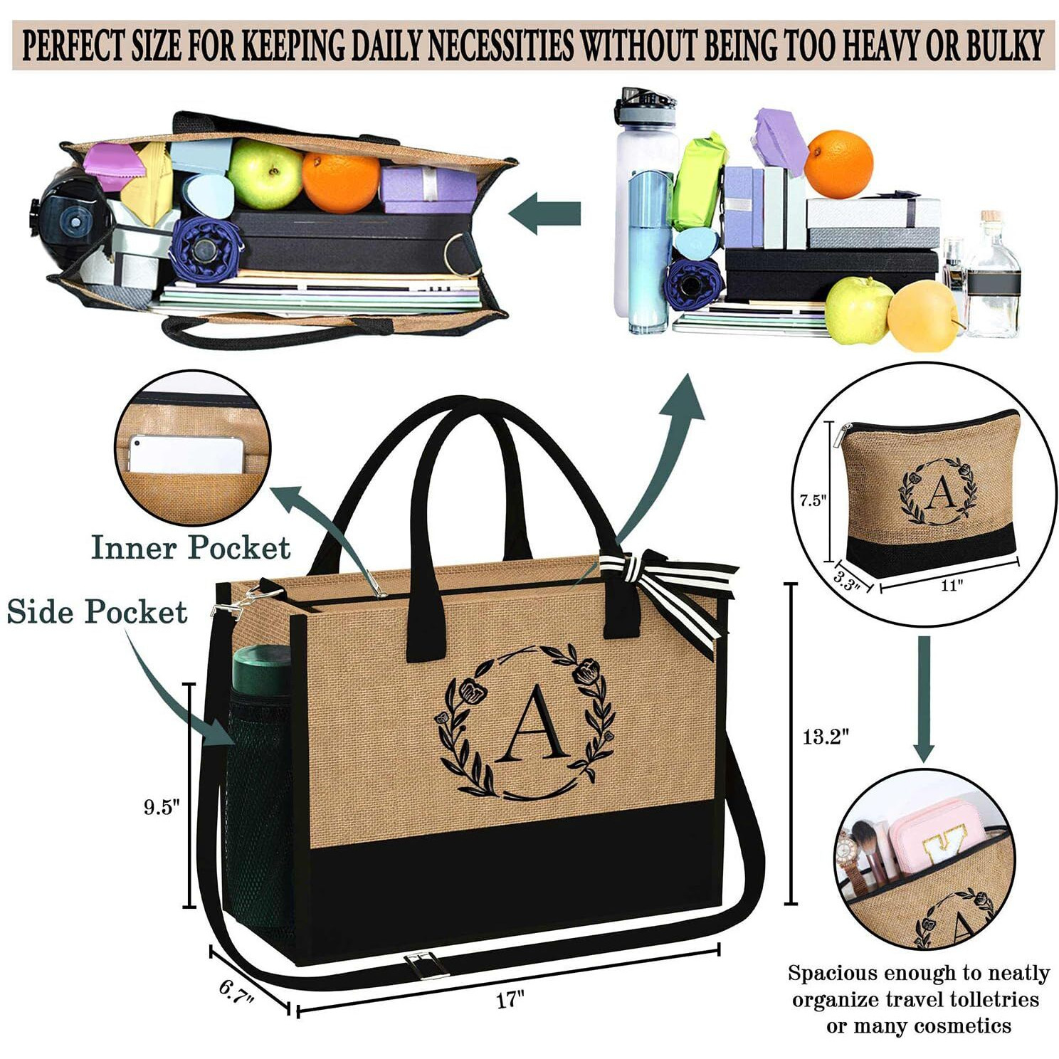 Yoolife Valentines Day Gifts - Gifts For Women  Birthday Gifts For Women  Gifts For Mom Sister Teacher  Valentines Day Gifts For Women  Friend Teacher Wife Mom Valentines Day Gifts  M Initial Tote Bag