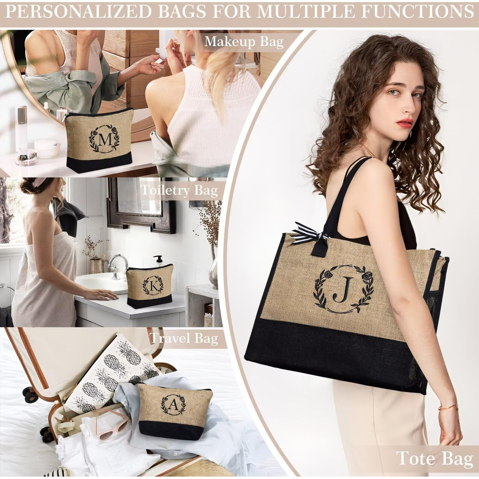 Yoolife Valentines Day Gifts - Gifts For Women  Birthday Gifts For Women  Gifts For Mom Sister Teacher  Valentines Day Gifts For Women  Friend Teacher Wife Mom Valentines Day Gifts  M Initial Tote Bag