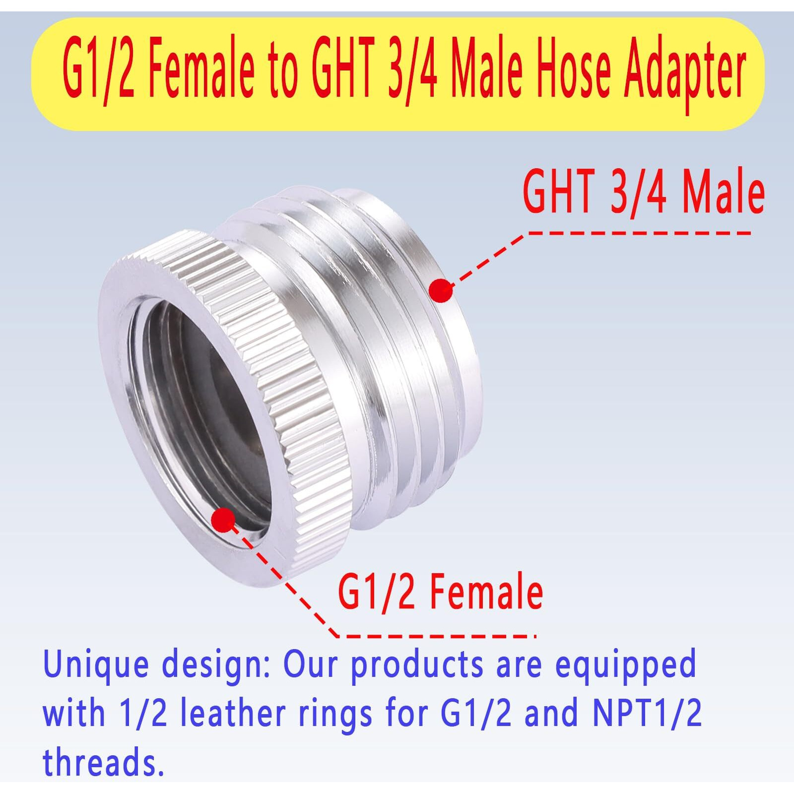 Ceaeso 1/2 Npt Female To Ght 3/4 Male Garden Hose Adapter Brass Pipe To Garden Hose Fitting Connect Ght To Npt Adapter Brass Fitting Garden Hose Adapter (2 Pcs)