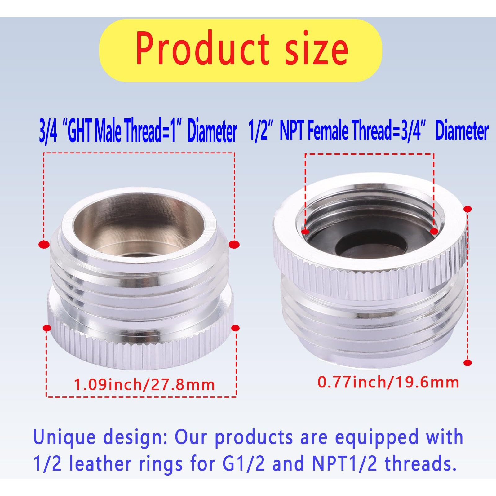 Ceaeso 1/2 Npt Female To Ght 3/4 Male Garden Hose Adapter Brass Pipe To Garden Hose Fitting Connect Ght To Npt Adapter Brass Fitting Garden Hose Adapter (2 Pcs)