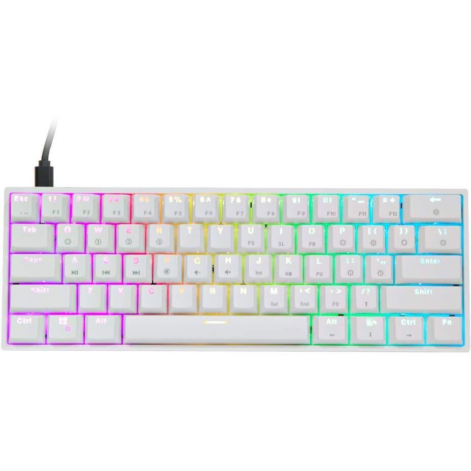 Epomaker Skyloong Gk61 Sk61 61 Keys Hot Swappable 60% Mechanical Keyboard With Rgb Backlit  Doubleshot Abs Keycaps  Dustproof For Win/Mac/Gamers(Gateron Optical Red  White