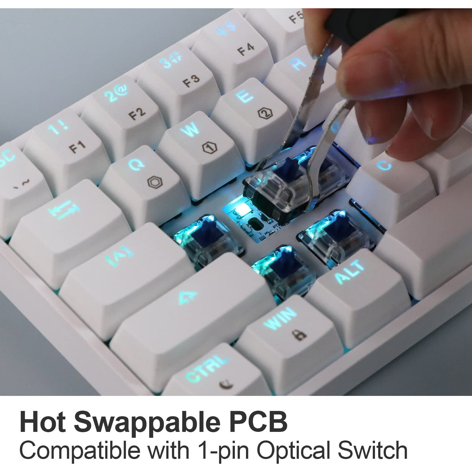 Epomaker Skyloong Gk61 Sk61 61 Keys Hot Swappable 60% Mechanical Keyboard With Rgb Backlit  Doubleshot Abs Keycaps  Dustproof For Win/Mac/Gamers(Gateron Optical Red  White