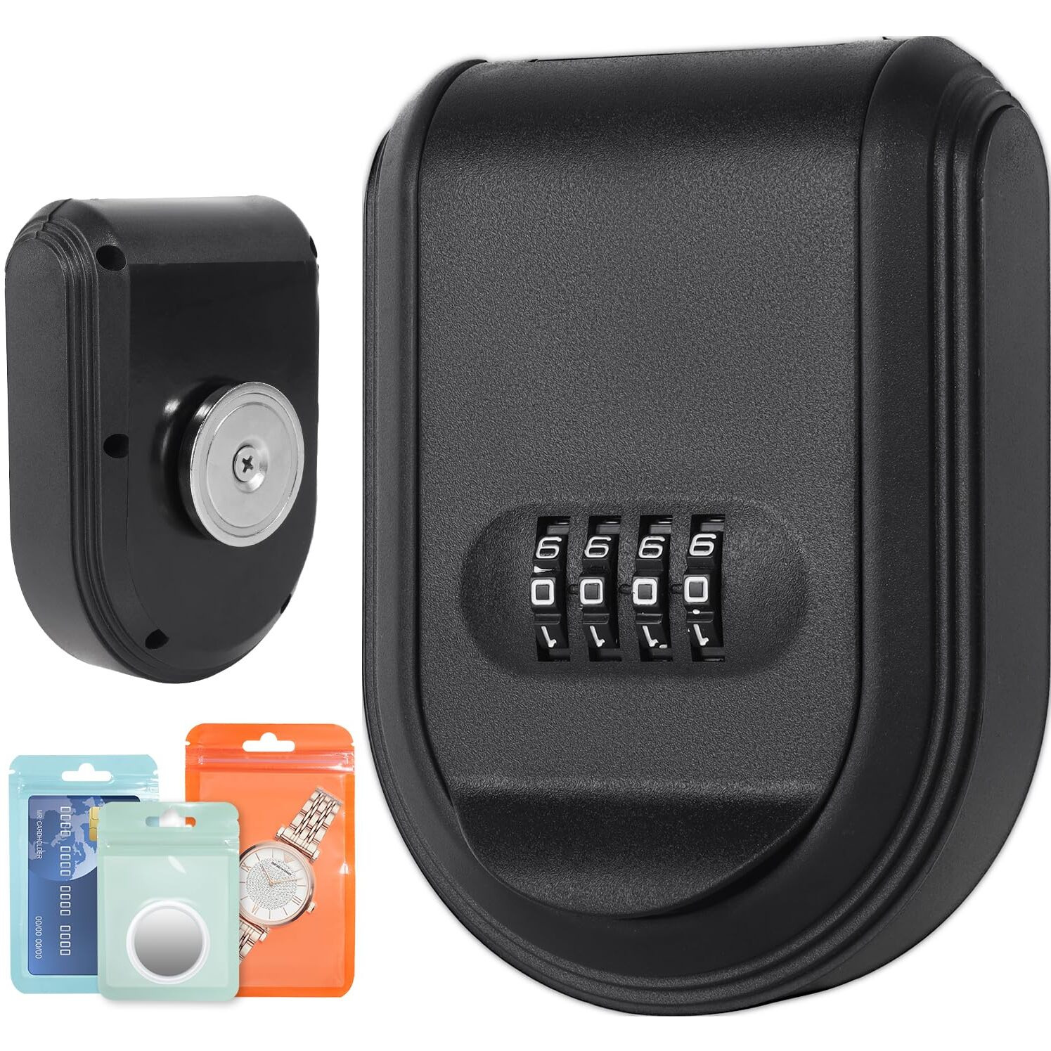 Magnetic Key Box With Combination Lock  Car Key Lock Box With Strong Magnet To Hide Spare Keys Indoors  Outdoors  Magnetic Key Holder For Under Car (Black)
