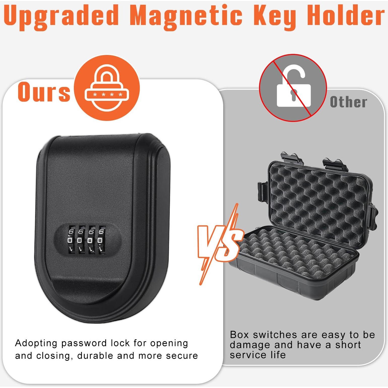 Magnetic Key Box With Combination Lock  Car Key Lock Box With Strong Magnet To Hide Spare Keys Indoors  Outdoors  Magnetic Key Holder For Under Car (Black)
