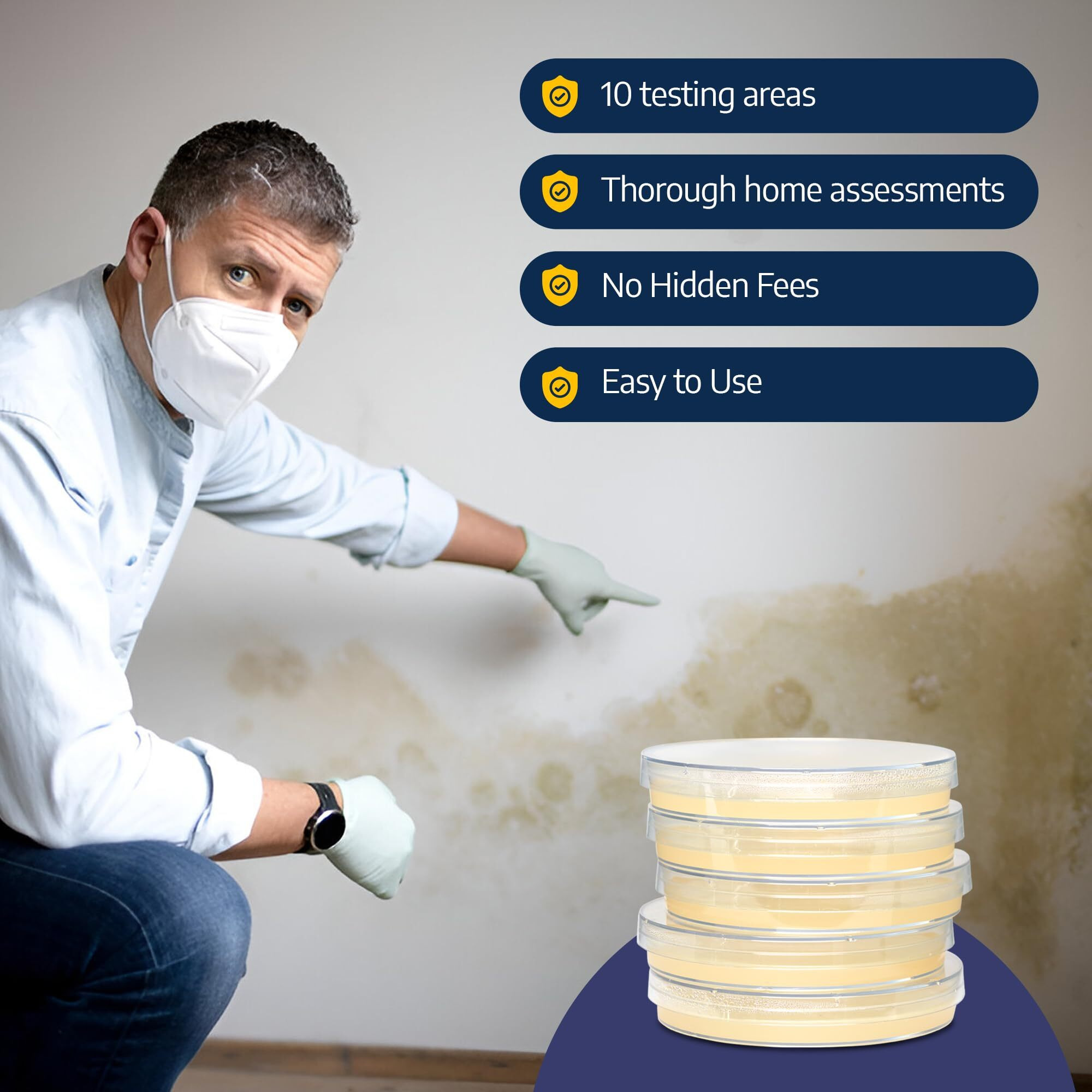 Mold Testing Kit With 10 Individual Tests - Diy Mold Test Kit For Home - Includes Detailed Mold Identification Guide - Fast And Reliable Mold Detector For Home