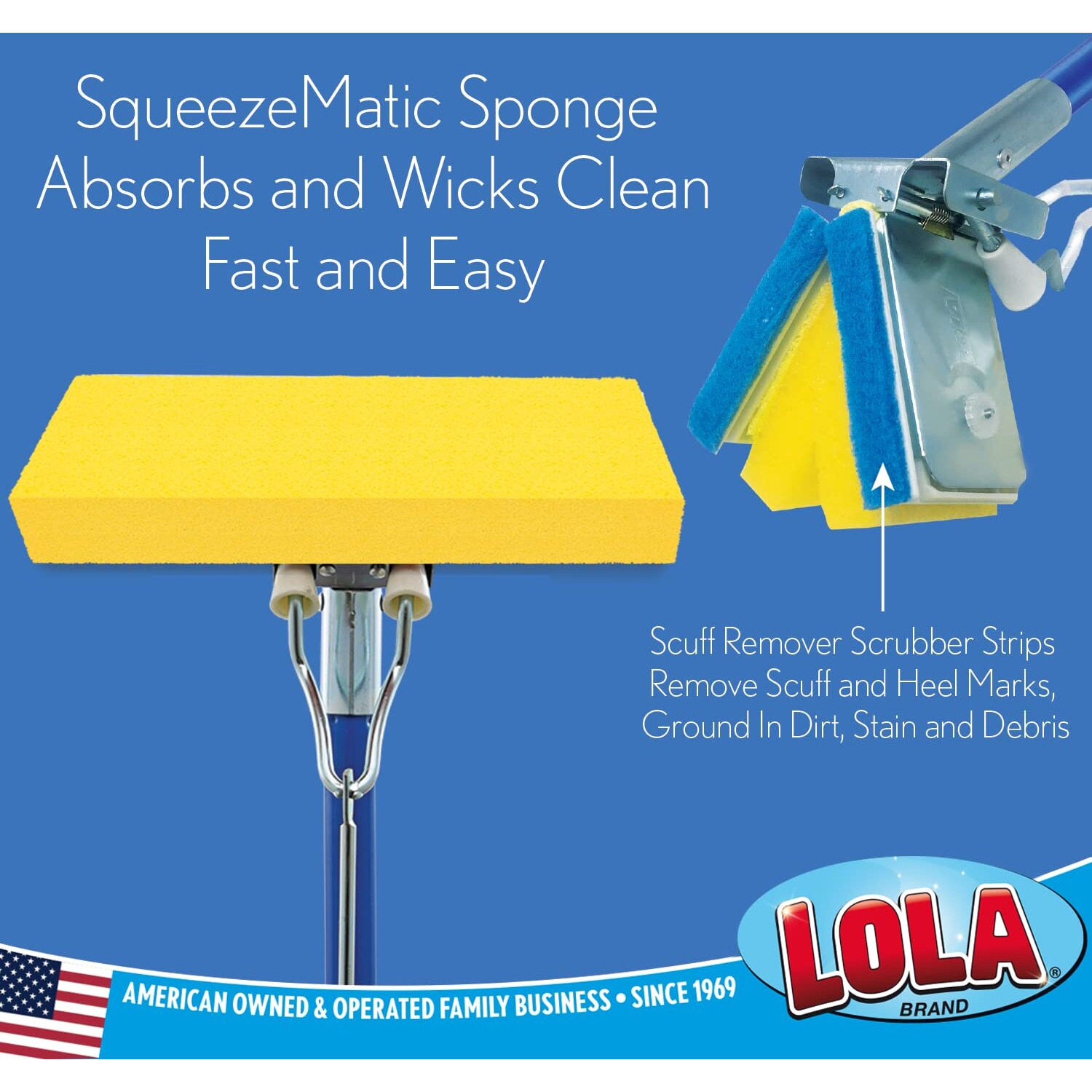 Lola Products Squeeze Matic Butterfly Sponge Mop Refill  9""  Replacement Head  Floor Cleaning  Comparable W/ Quickie Type S Sponge Mop Refill  6 Pack