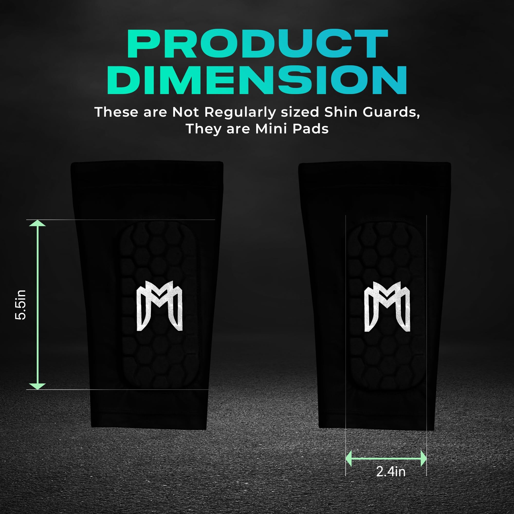 Medicaptain Mini Shin Guards Soccer - Built In Mini Shin Pad Sleeves For Men  Women  Teens - Small Shin Guards - Lightweight  Breathable  Shin Defender Leg Protection (Black  Maxi (5.5 X 2.8 In))