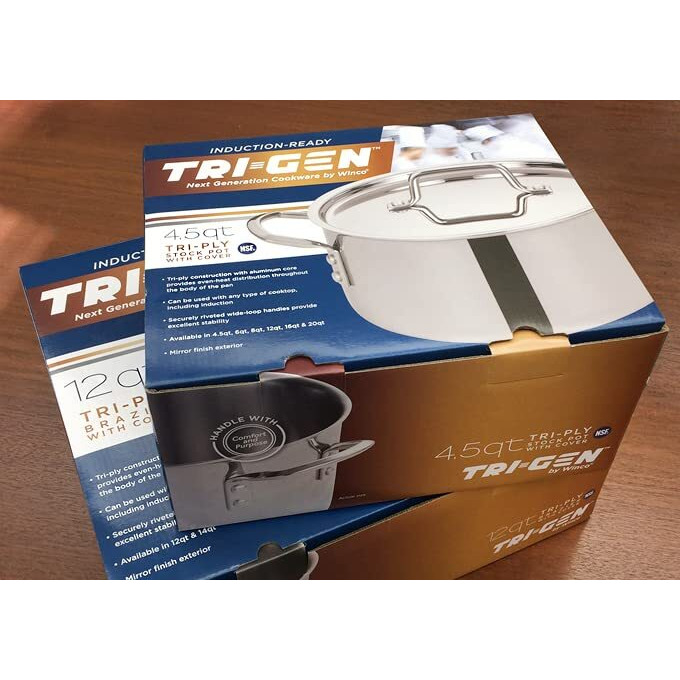 Winco Tri-Ply Stock Pot  6-Quart-Qt-6Qt  Silver