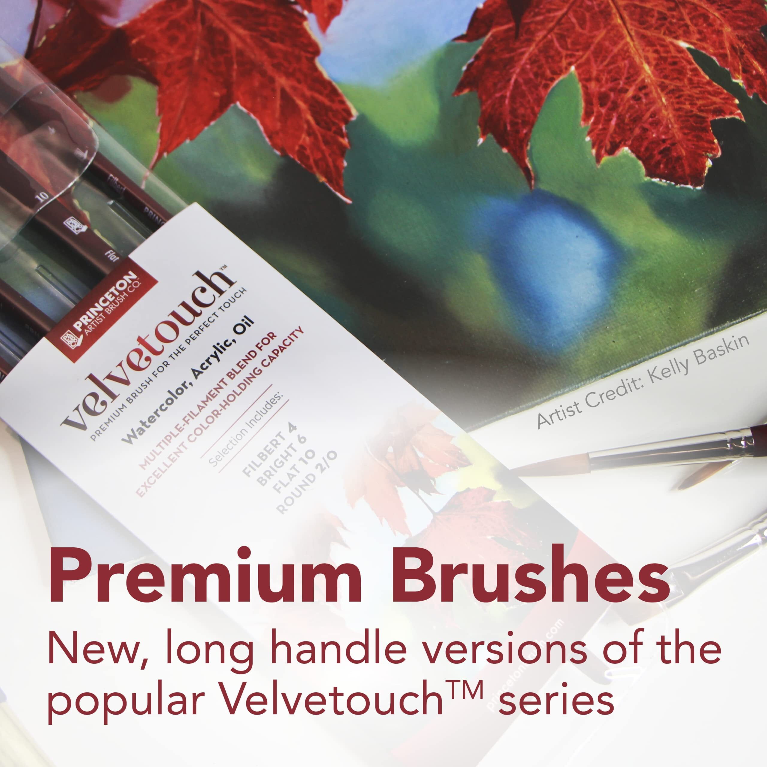 Princeton Velvetouch Long Handle Set  4 Brushes - Professional Artist Brushes For Mixed Media  Acrylic  Oil.