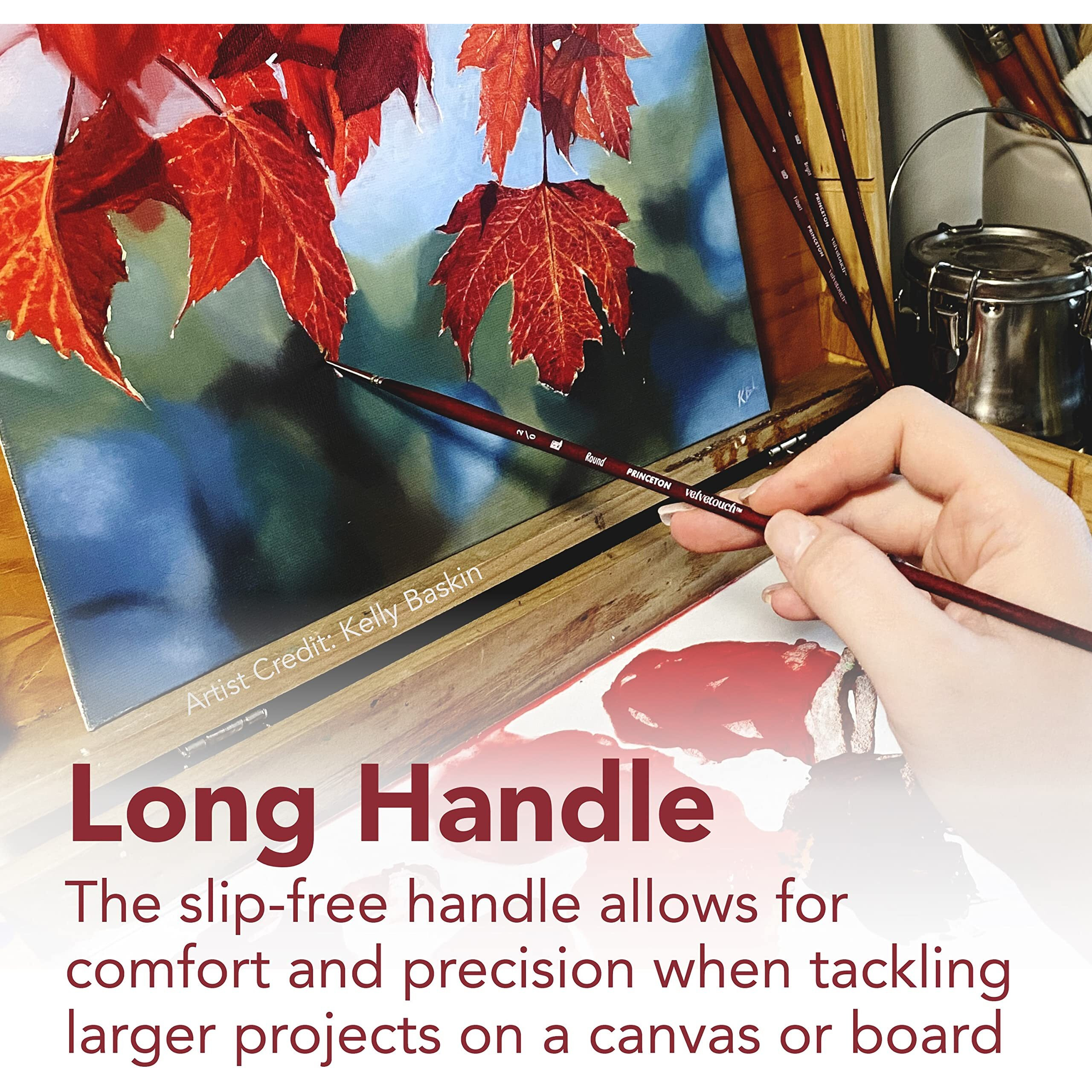 Princeton Velvetouch Long Handle Set  4 Brushes - Professional Artist Brushes For Mixed Media  Acrylic  Oil.