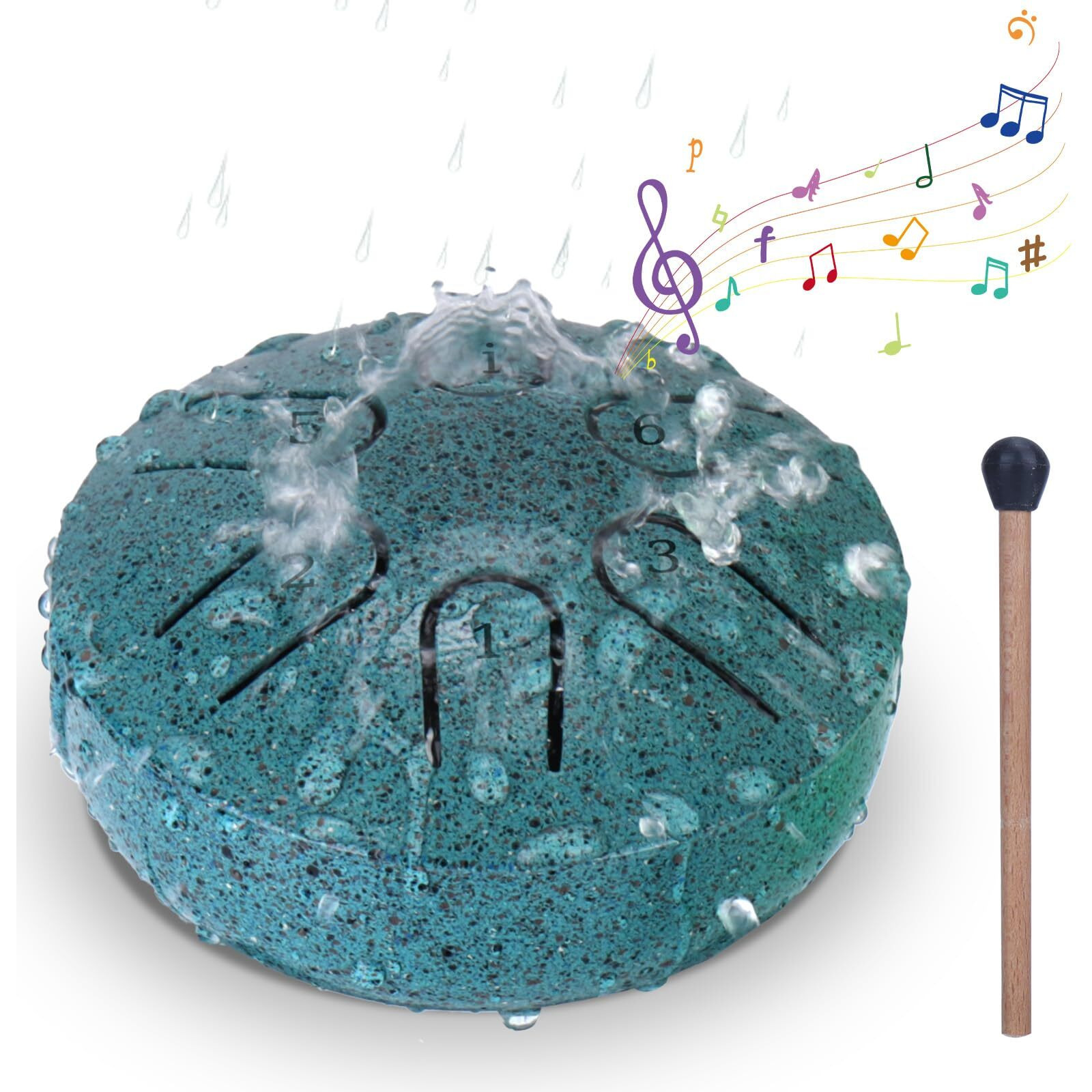 Baborui Upgraded Non Waterlogging Rain Drum - Mini Outdoor Steel Tongue Drum Rain Chime (Malachite)