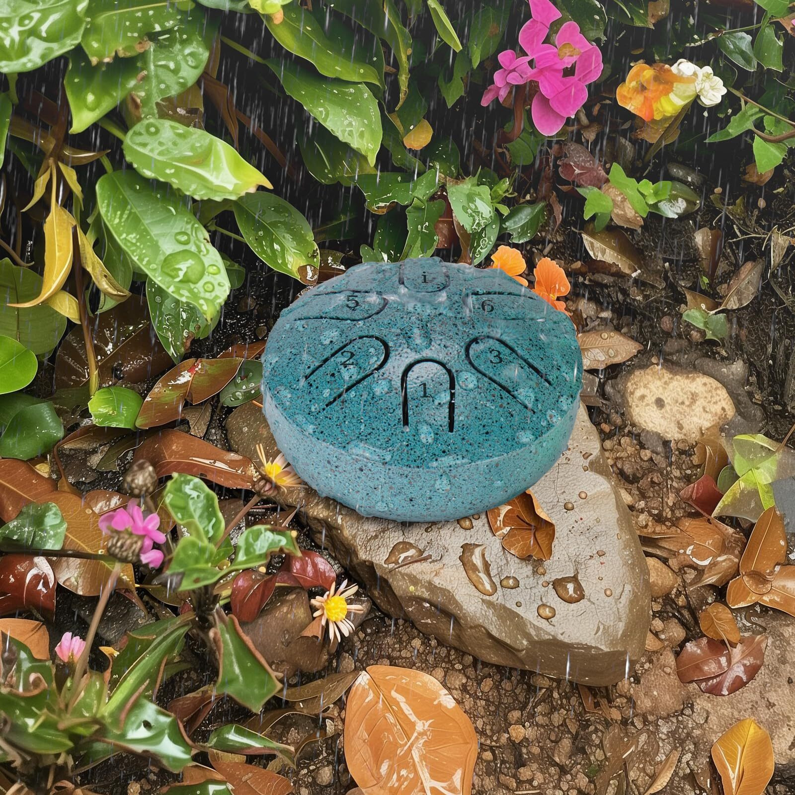 Baborui Upgraded Non Waterlogging Rain Drum - Mini Outdoor Steel Tongue Drum Rain Chime (Malachite)
