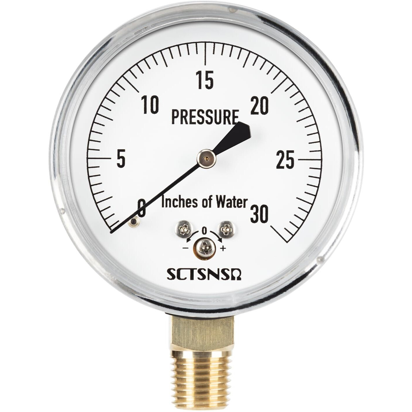 Sctsnsr 0 To 30 Inches Of Water Column Pressure Gauge  Capsule Measurement System  2.5 Inch Dial  1/4"" Npt Lower Mount  Chrome Plated Case  For Gas Line  Regulator  Air  Low Pressure Test