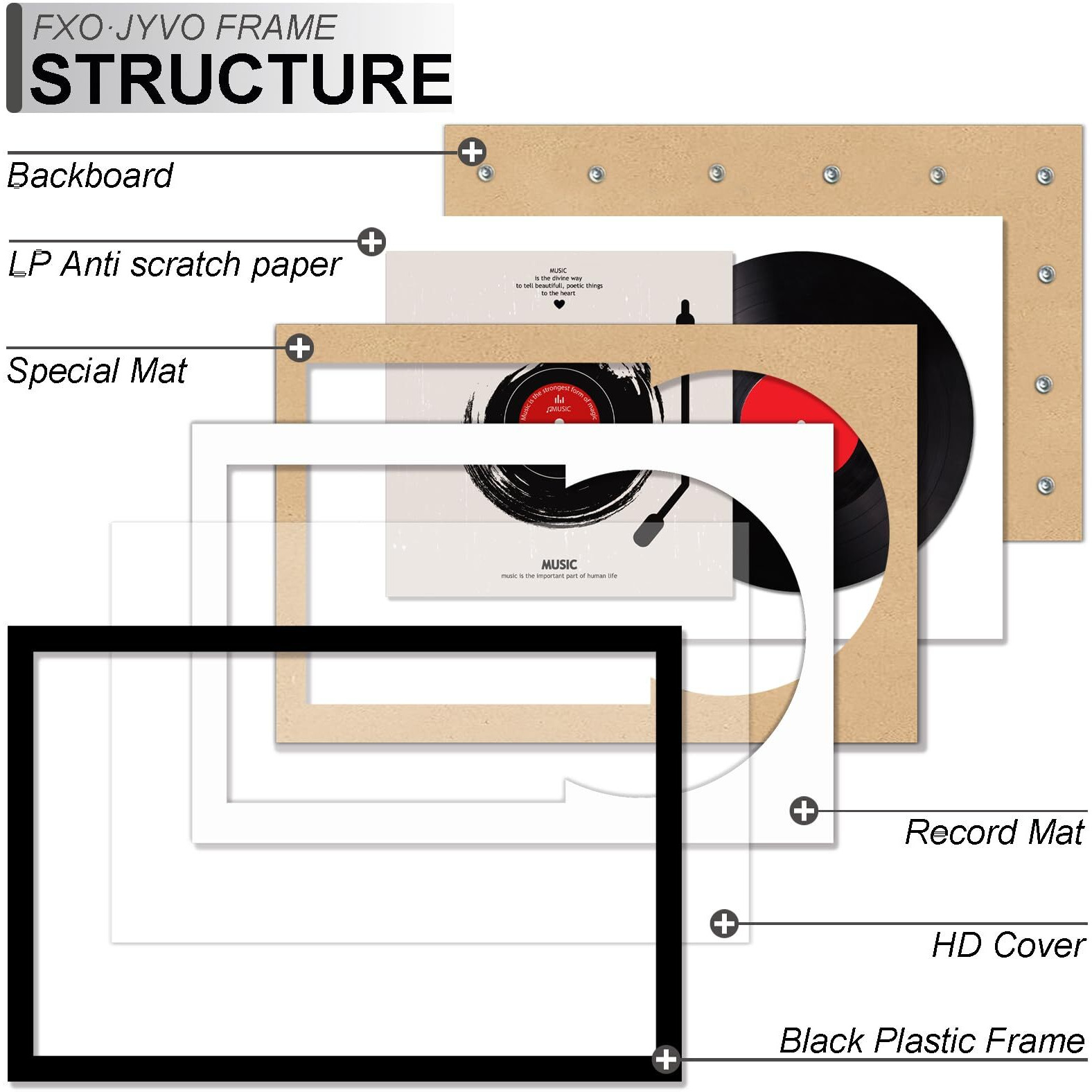 Fxojyvo Vinyl Record Frame For The Wall Display Album Cover  Black 16X24 Frame For Any 12 Inch Lp Record With Cover - 1 Pack/Black